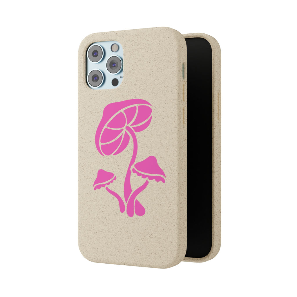 Eco-Friendly Phone Case with Pink Mushroom Design, Biodegradable Phone Cover, Sustainable Gift for Nature Lovers, Earth Day Gift, Cute Phone