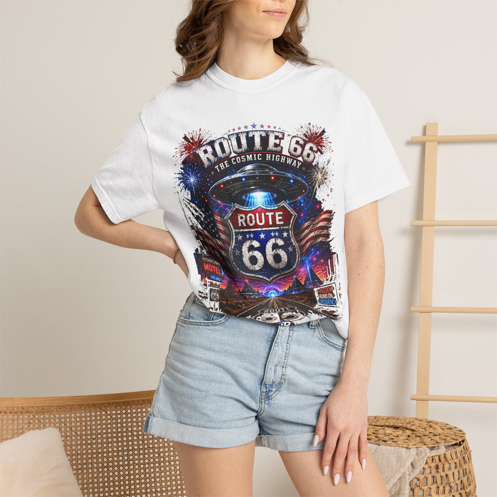 Route 66 Vintage Graphic T-Shirt — The Cosmic Highway Road Trip Tee