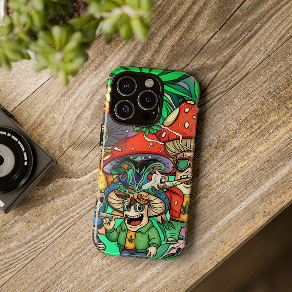 Vibrant Phone Case Featuring Funky Mushroom Art, Tough Cases, Trendy Accessories, Unique Gifts, Eclectic Style, Phone Protection Printify