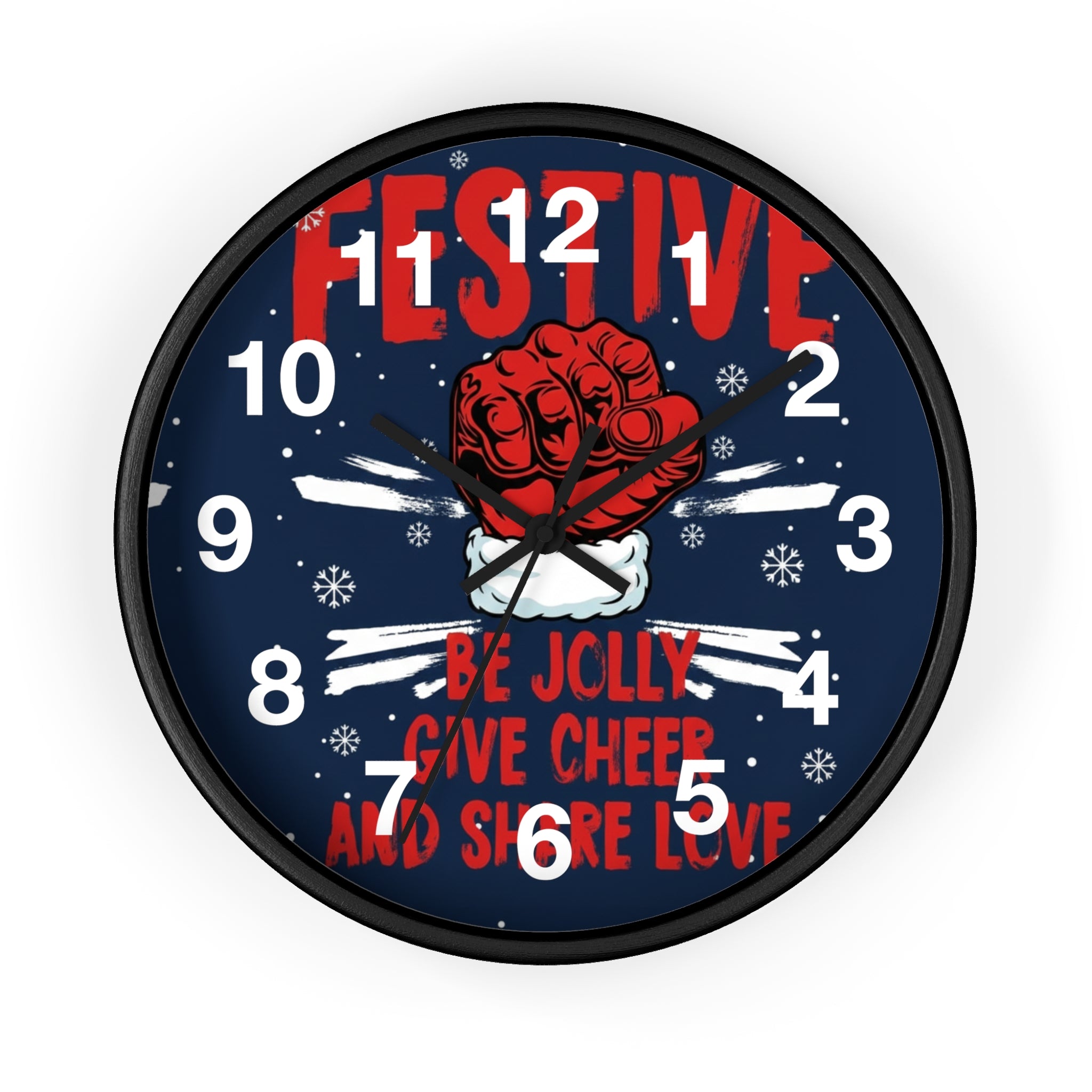Festive Holiday Wall Clock — "Be Jolly, Give Cheer and Share Love"