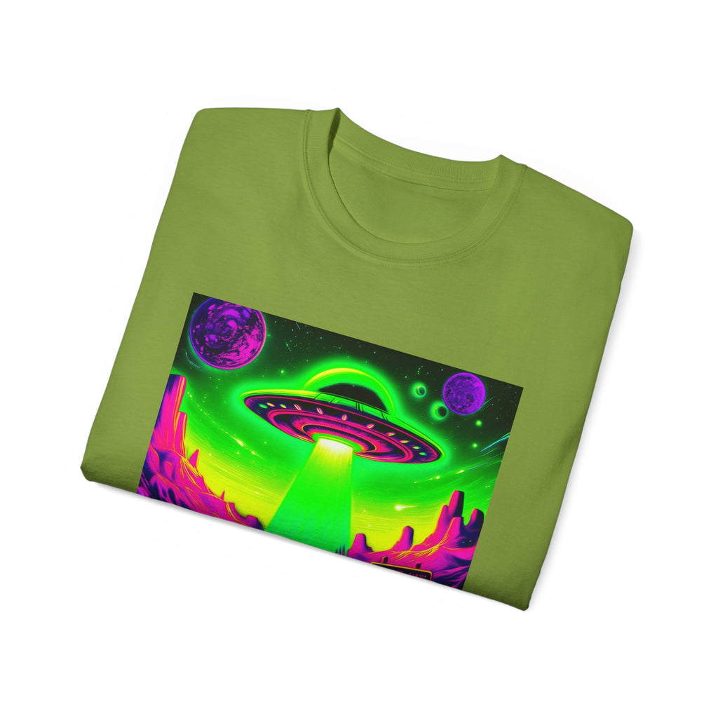 Cosmic Alien UFO Graphic T-Shirt | Neon Sci-Fi Streetwear Tee Printify