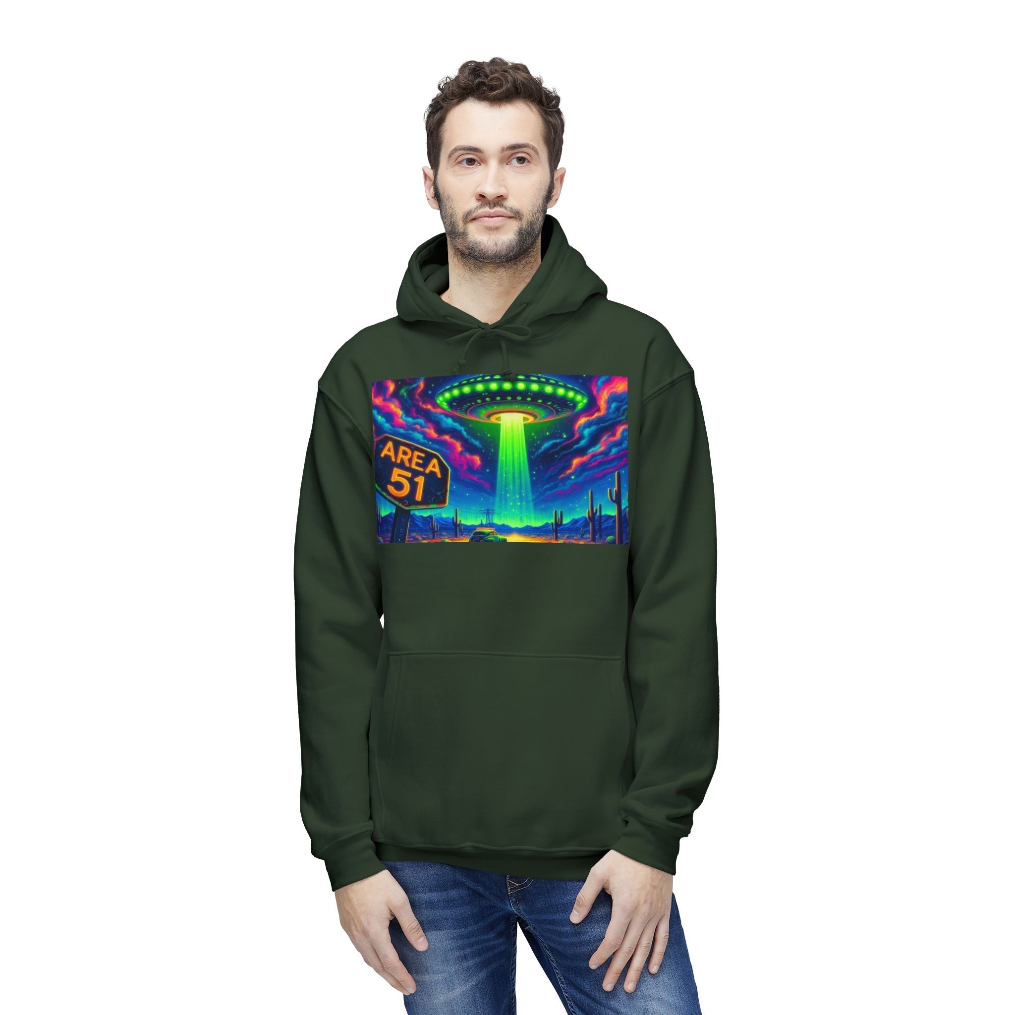 Alien Abduction Hoodie, Area 51 Graphic, Unisex Sweatshirt, Fun Gift for UFO Lovers, Cozy Outerwear, Conspiracy Themed Apparel