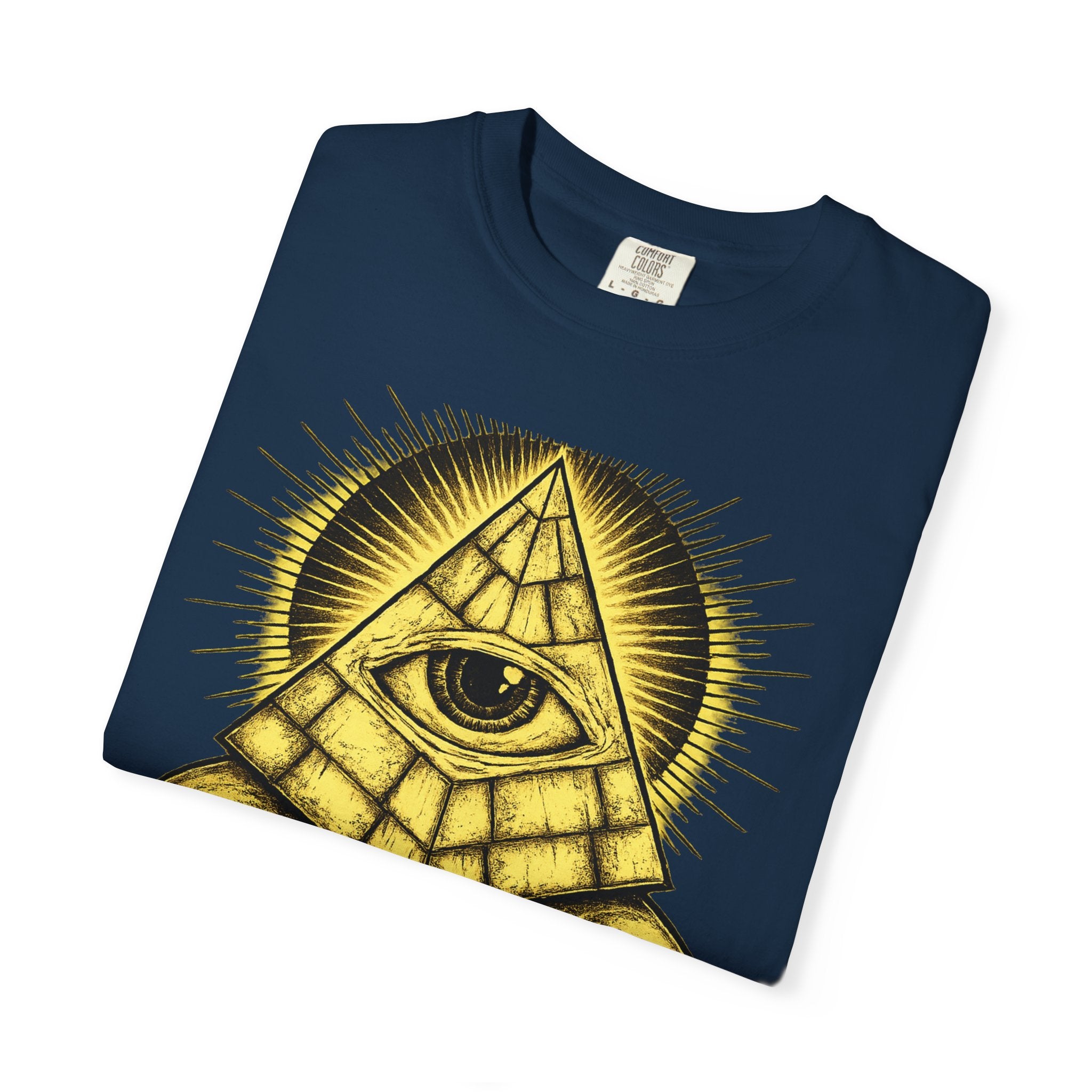 Higher Frequency Pyramid Eye T-Shirt — Occult Skull Graphic Tee Printify