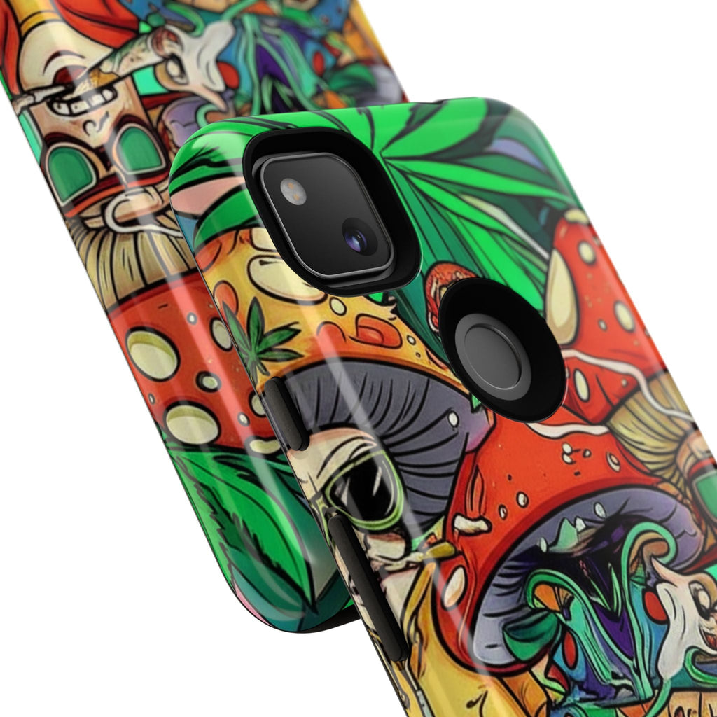 Vibrant Phone Case Featuring Funky Mushroom Art, Tough Cases, Trendy Accessories, Unique Gifts, Eclectic Style, Phone Protection Printify