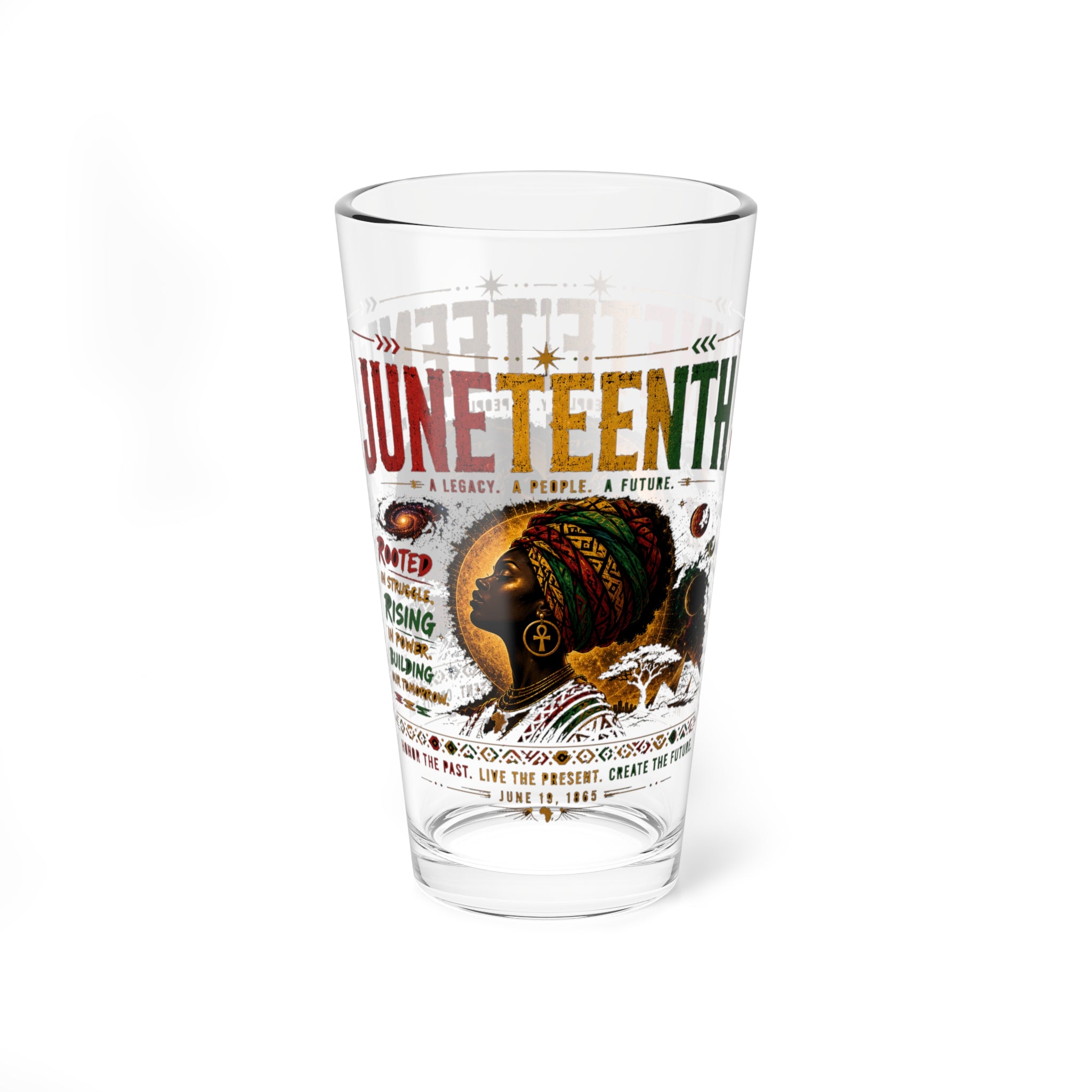 Juneteenth Mixing Glass – 16oz Commemorative Pint Glass