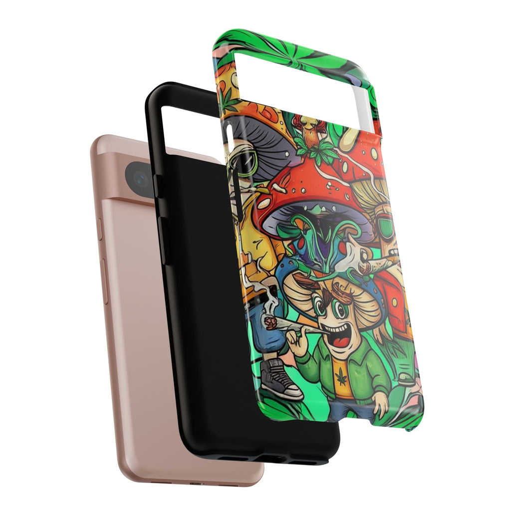 Vibrant Phone Case Featuring Funky Mushroom Art, Tough Cases, Trendy Accessories, Unique Gifts, Eclectic Style, Phone Protection Printify