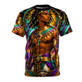 Egyptian King Ankh Graphic Tee back view showing full golden pharaoh all-over print