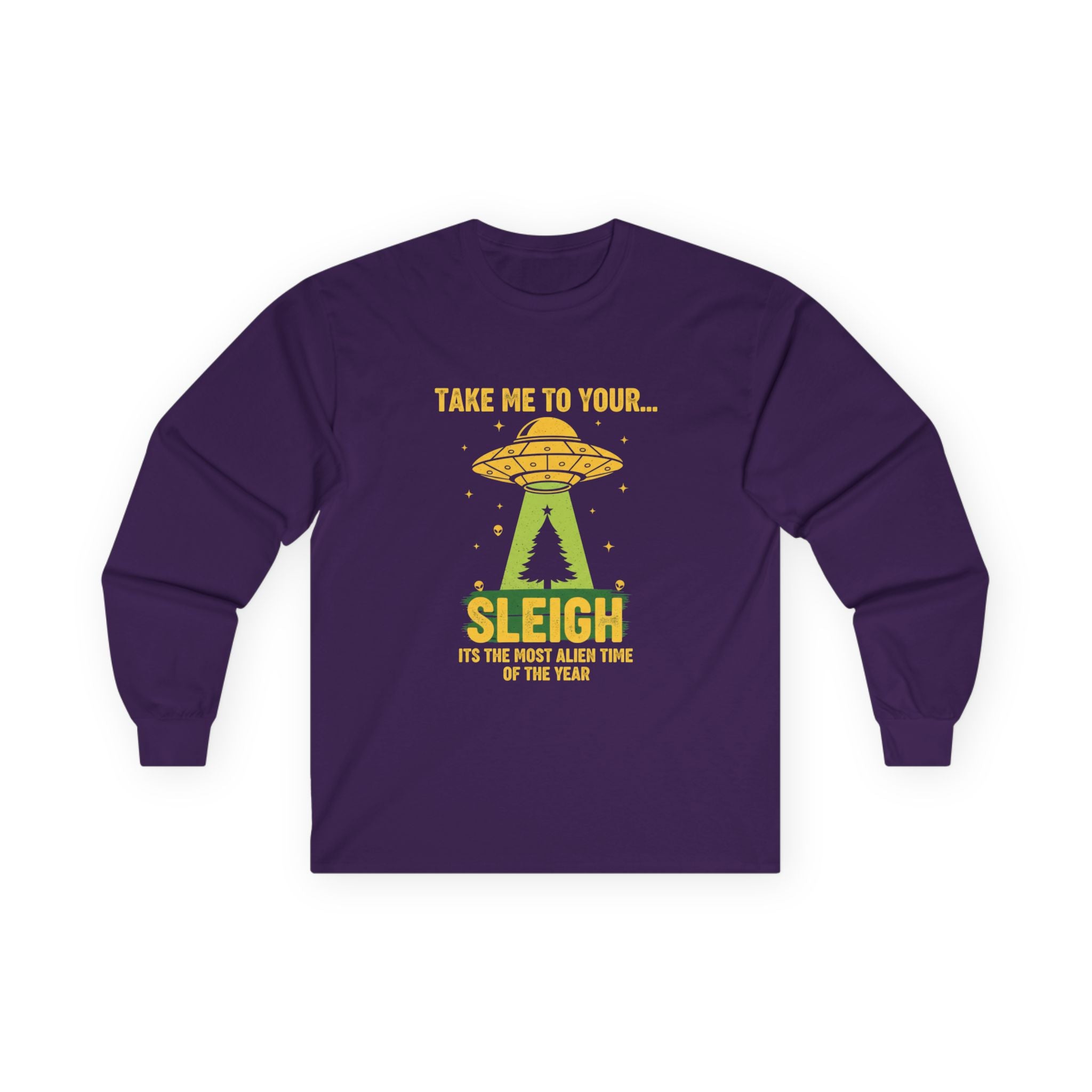UFO 'Take Me to Your Leader' Long Sleeve Tee — Alien Holiday Graphic