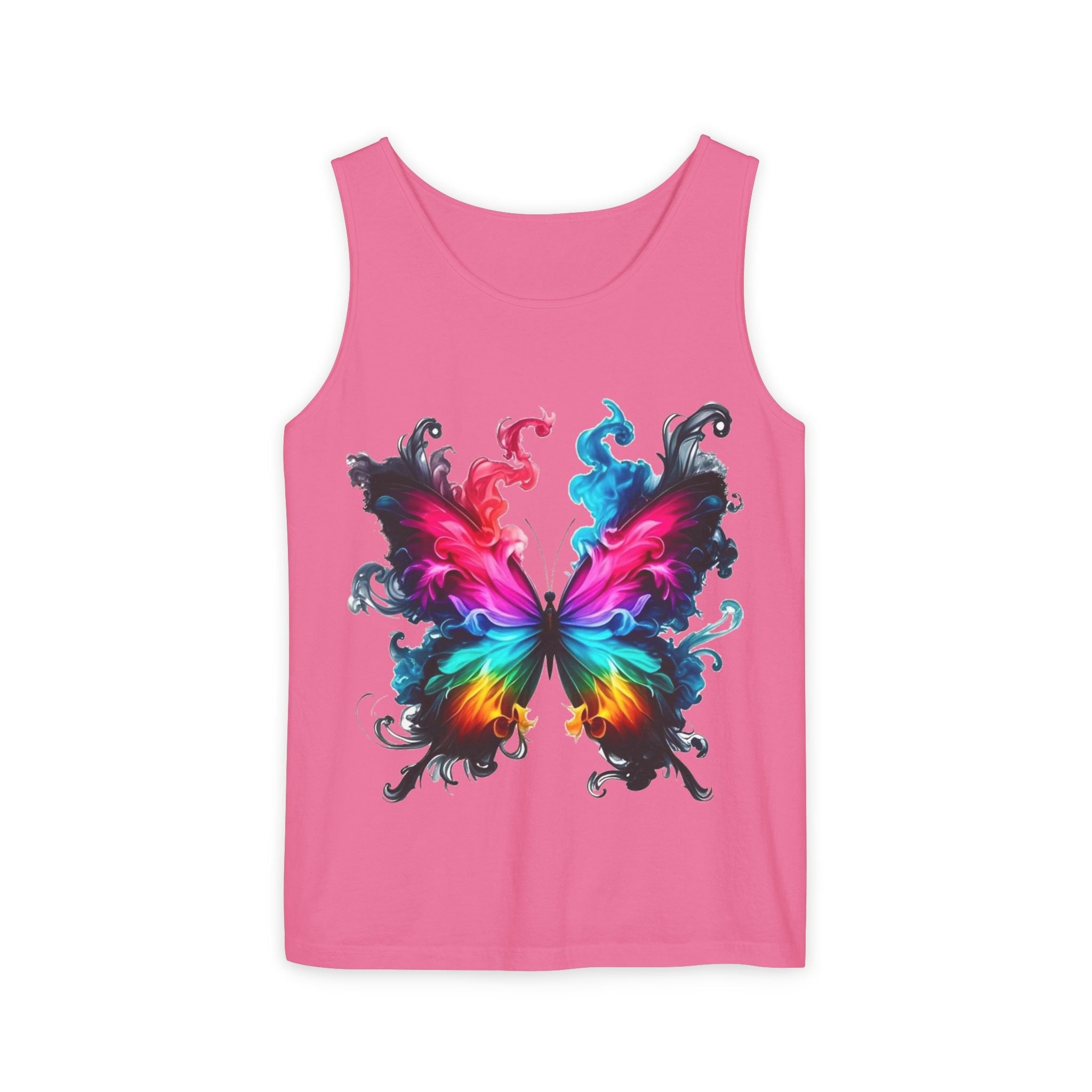 Vibrant Butterfly Design Unisex Tank Top | Colorful Summer Sleeveless Shirt, Gift for Nature Lovers, Festival Wear, Eco-Friendly Fashion Printify