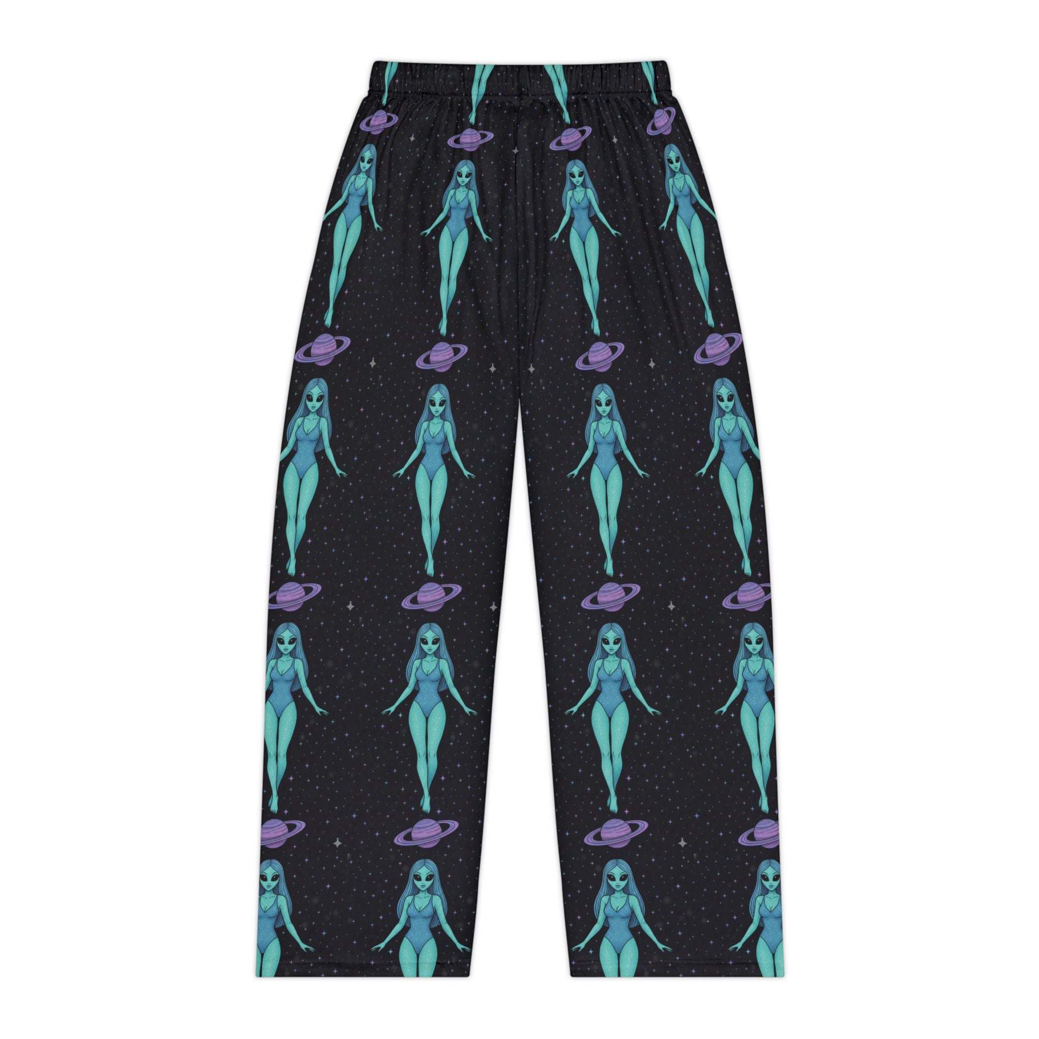 Alien Print Pajama Pants — Women's Space Lounge Sleepwear