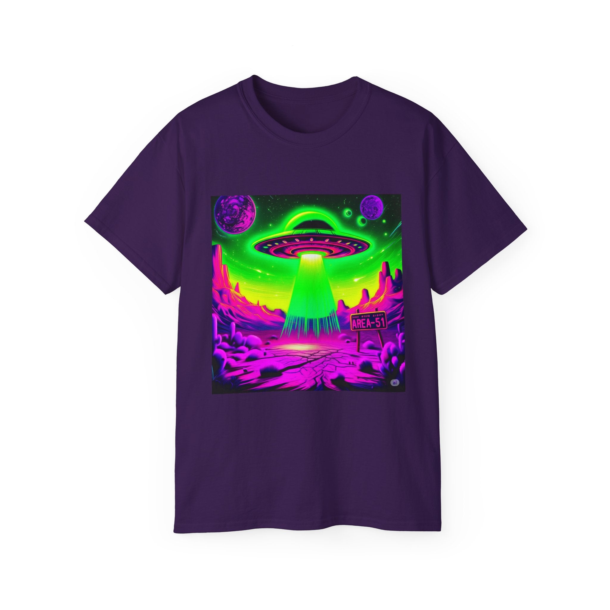 Cosmic Alien UFO Graphic T-Shirt | Neon Sci-Fi Streetwear Tee Printify