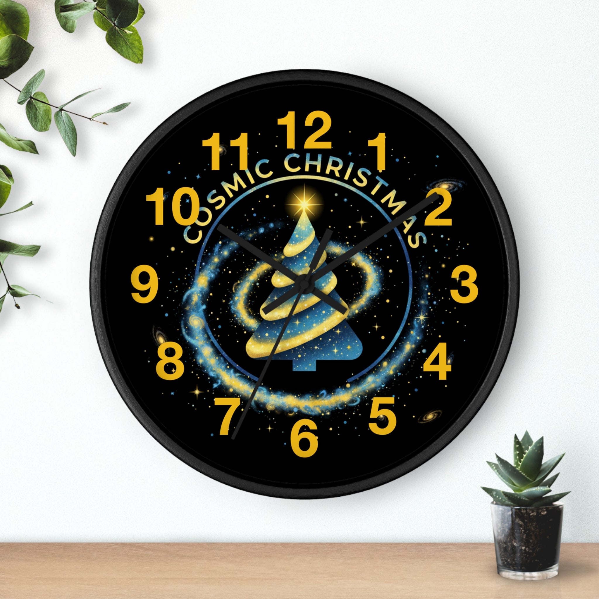 Cosmic Christmas Wall Clock — Glowing Galaxy Tree Holiday Decor❄️