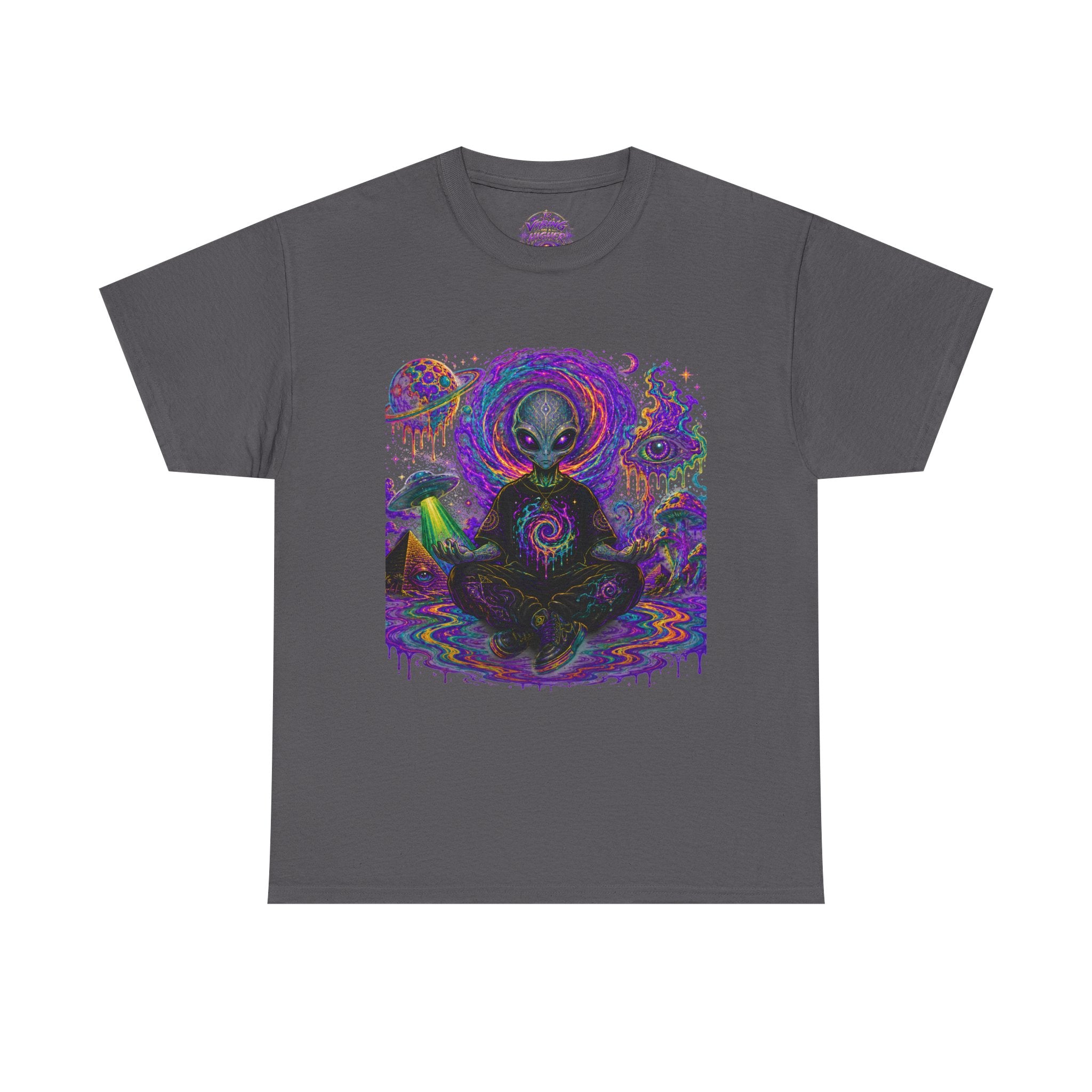 Alien Meditation T-Shirt — Psychedelic Cosmic Yoga Graphic Tee