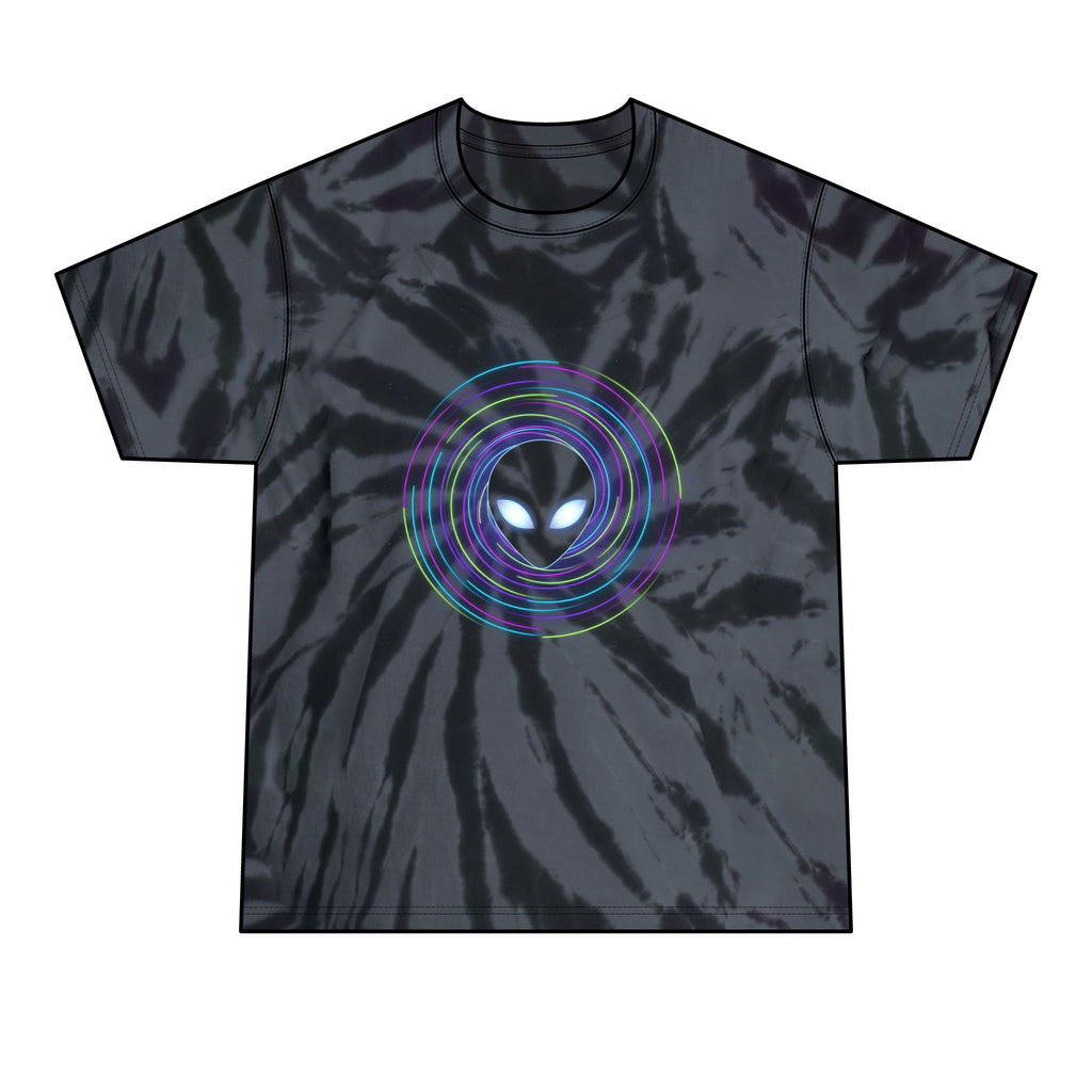 Alien Vibes Tie-Dye Tee — Black Spiral Graphic Men’s T-Shirt Printify