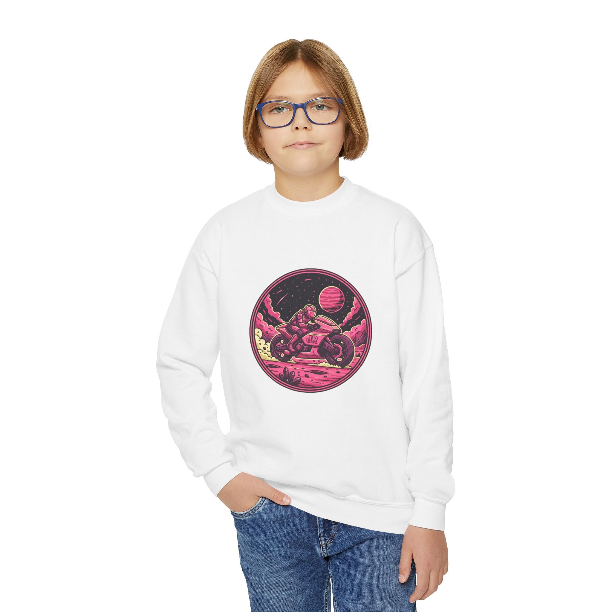 Cosmic Adventure Youth Crewneck Sweatshirt | Perfect for Teens, Outer Space Lovers, Birthday Gift, Casual Wear, Cozy Comfort