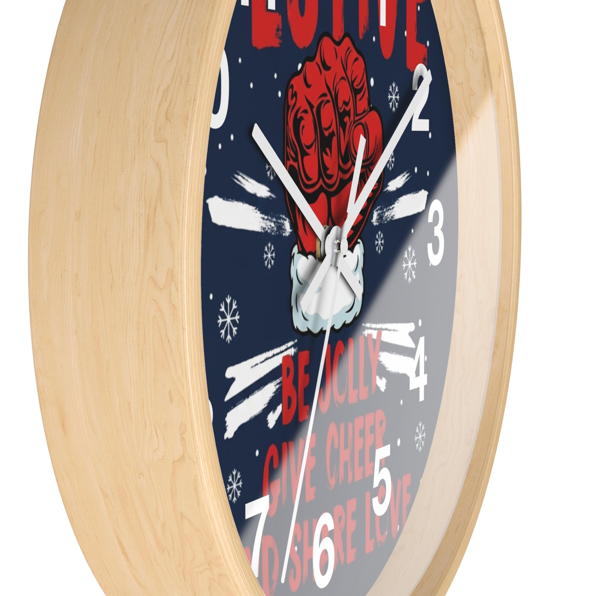 Festive Holiday Wall Clock — "Be Jolly, Give Cheer and Share Love"