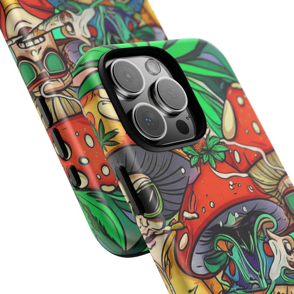 Vibrant Phone Case Featuring Funky Mushroom Art, Tough Cases, Trendy Accessories, Unique Gifts, Eclectic Style, Phone Protection Printify