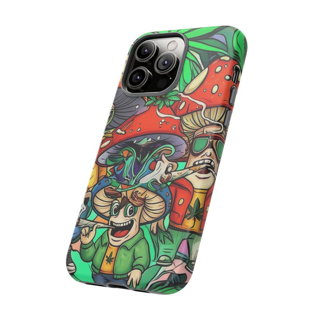 Vibrant Phone Case Featuring Funky Mushroom Art, Tough Cases, Trendy Accessories, Unique Gifts, Eclectic Style, Phone Protection Printify