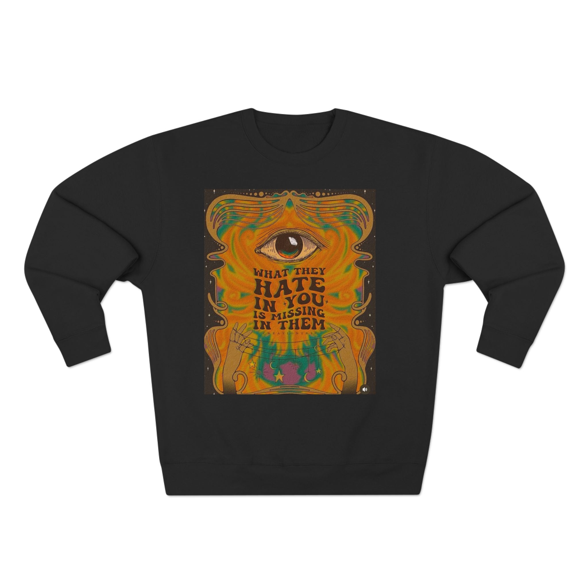 Psychedelic Third Eye Crewneck Sweatshirt – "What They Hate in You is Rising in Them" Graphic