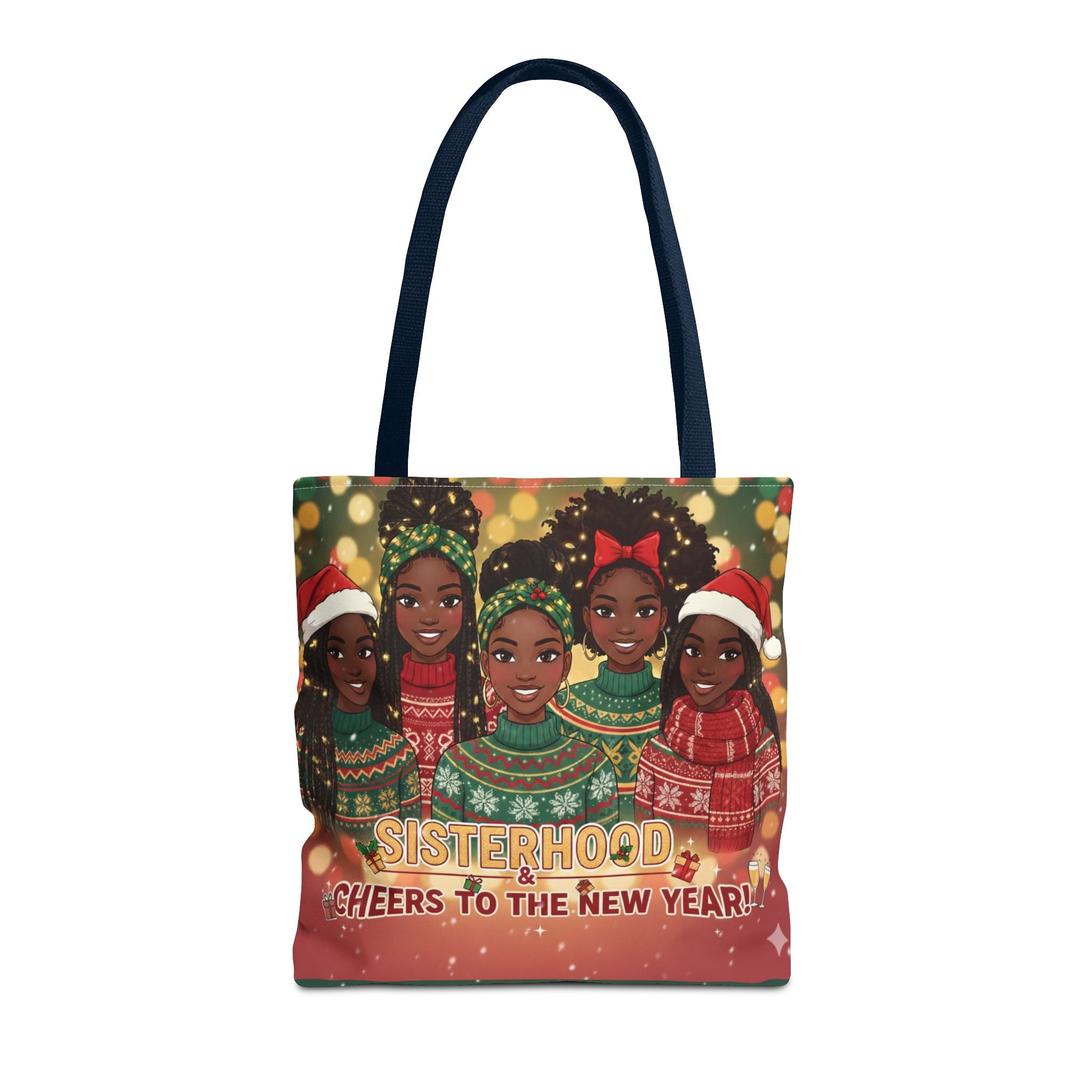 Sisterhood Holiday Tote Bag — “Cheers to the New Year!” Christmas Market Bag
