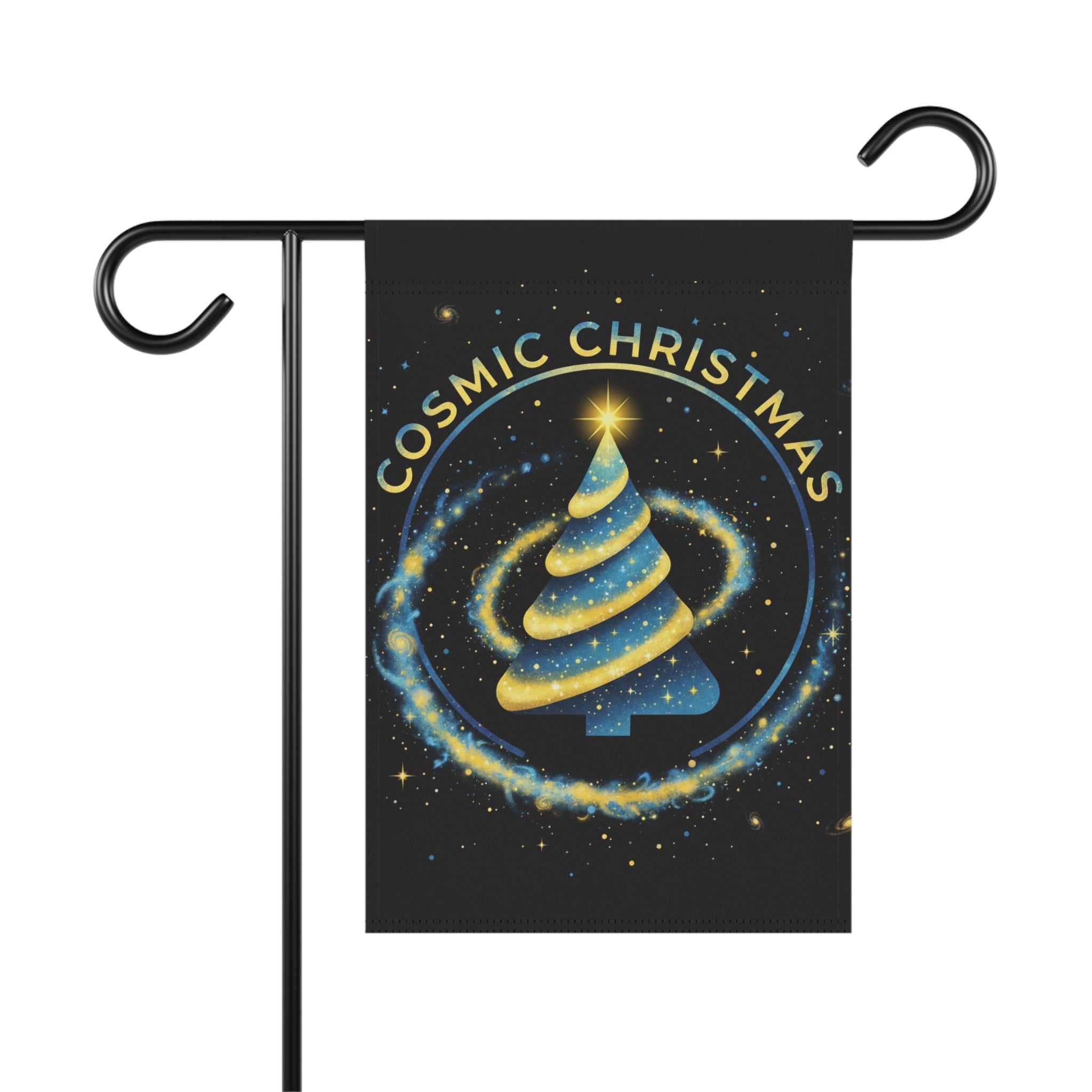 Cosmic Christmas Garden Flag — Sparkling Galaxy Tree Holiday Banner❄️
