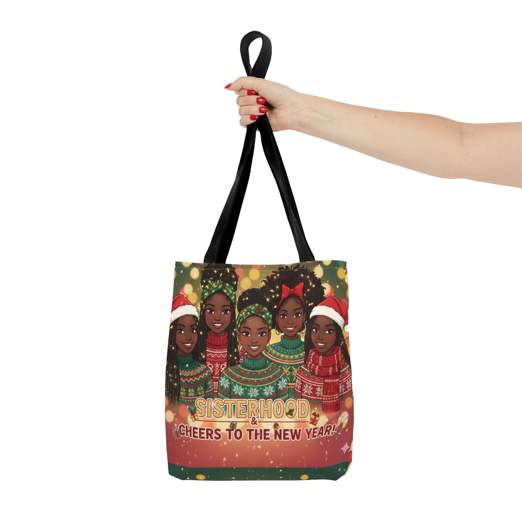 Sisterhood Holiday Tote Bag — “Cheers to the New Year!” Christmas Market Bag