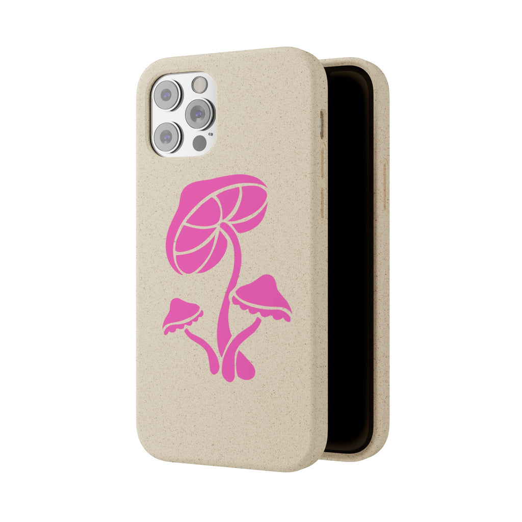 Eco-Friendly Phone Case with Pink Mushroom Design, Biodegradable Phone Cover, Sustainable Gift for Nature Lovers, Earth Day Gift, Cute Phone