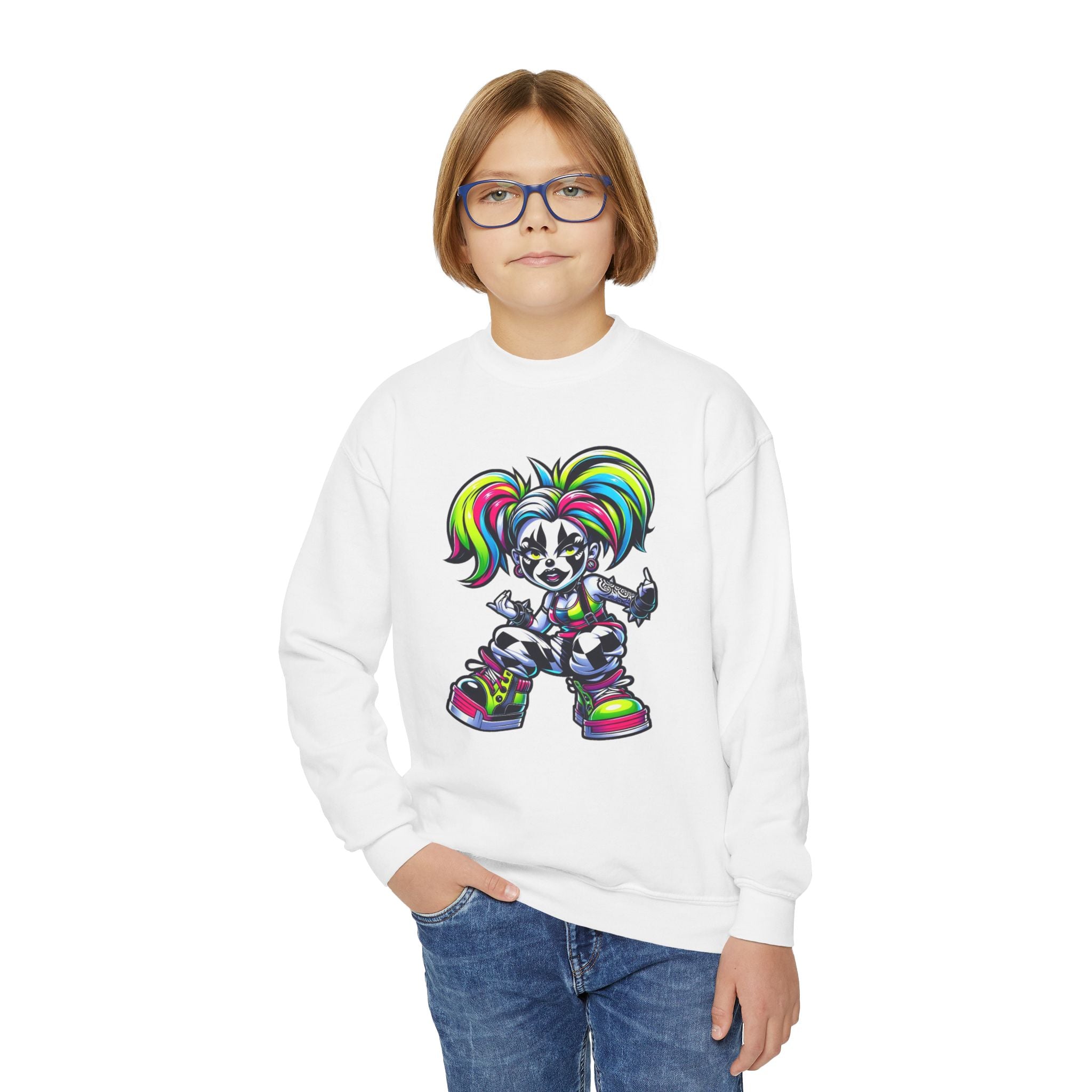 Colorful Graphic Youth Crewneck Sweatshirt, Fun Sweatshirt for Kids, Perfect Gift for Birthdays, Halloween, or Everyday Wear