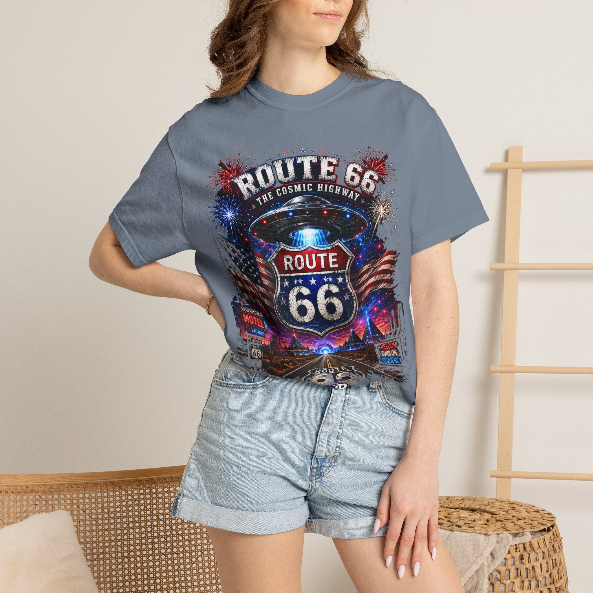 Route 66 Vintage Graphic T-Shirt — The Cosmic Highway Road Trip Tee