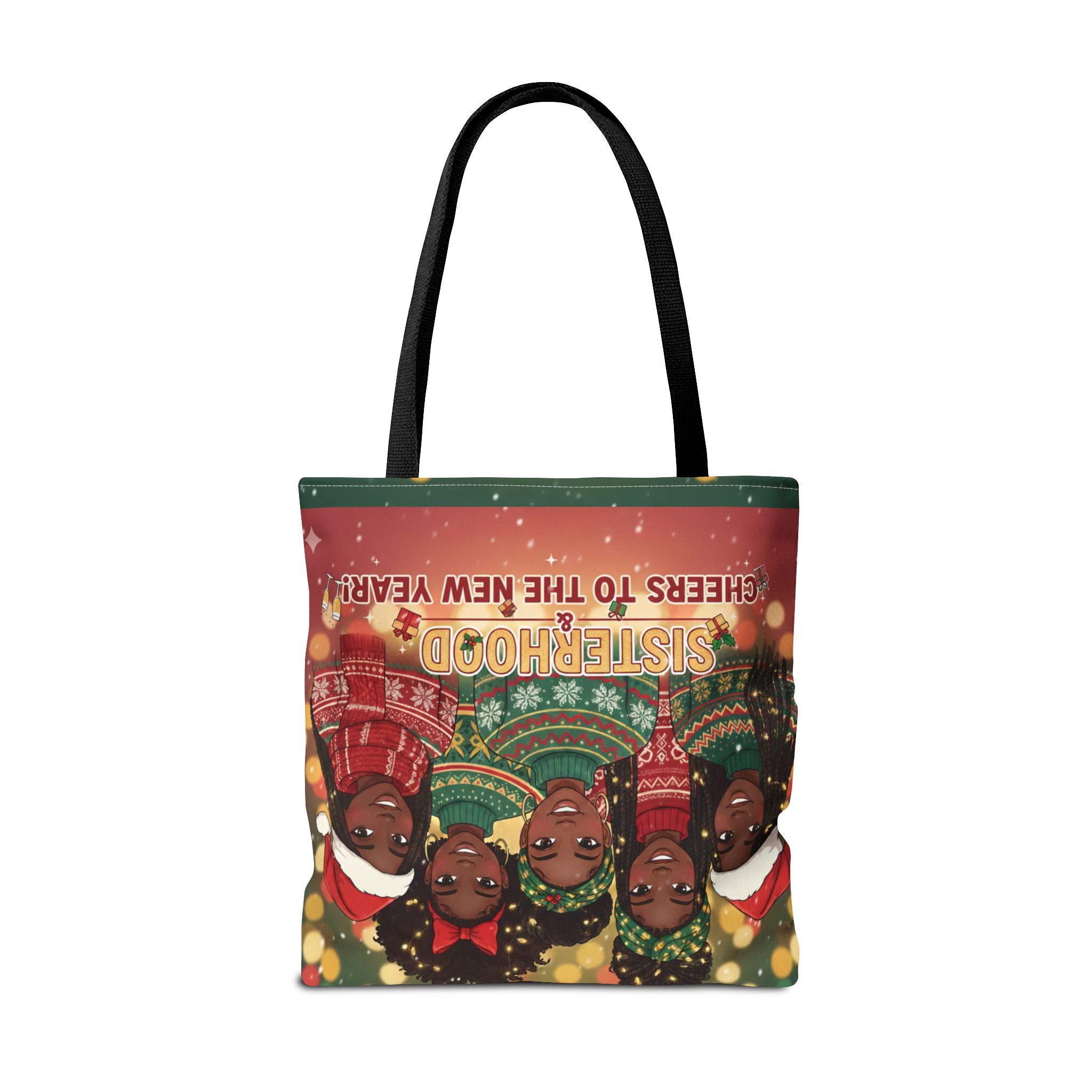 Sisterhood Holiday Tote Bag — “Cheers to the New Year!” Christmas Market Bag