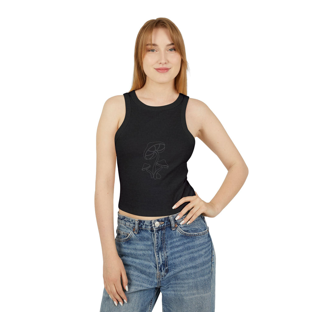 Retro Floral Women's Micro Rib Racer Tank Top, Casual Summer Top, Boho Style Shirt, Gift for Her, Festival Wear, Comfortable Layering Printify