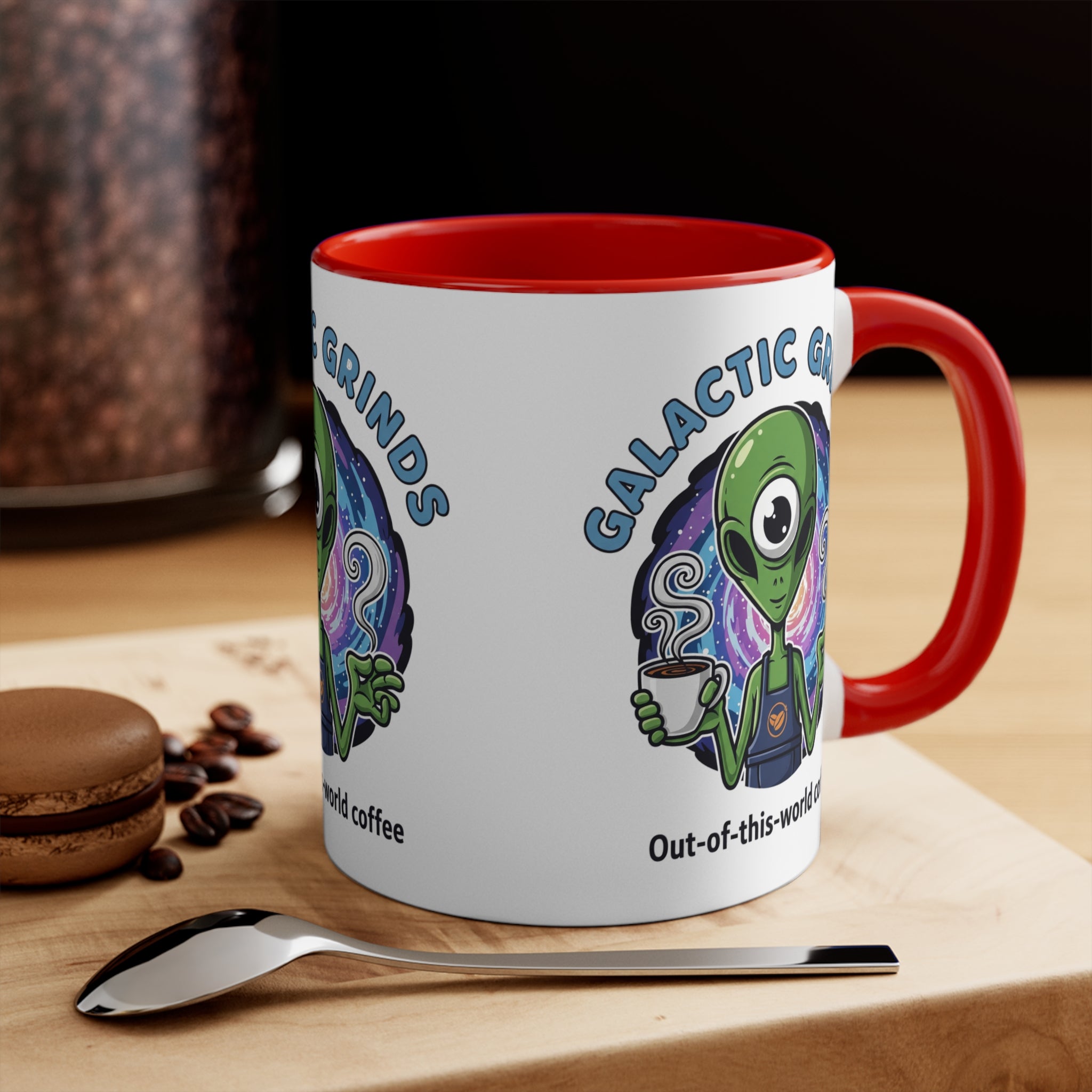Galactic Grinds Alien 11oz Accent Mug, Fun Coffee Mug for Sci-Fi Lovers, Unique Gift for Birthdays and Holidays, Quirky Drinkware☕️
