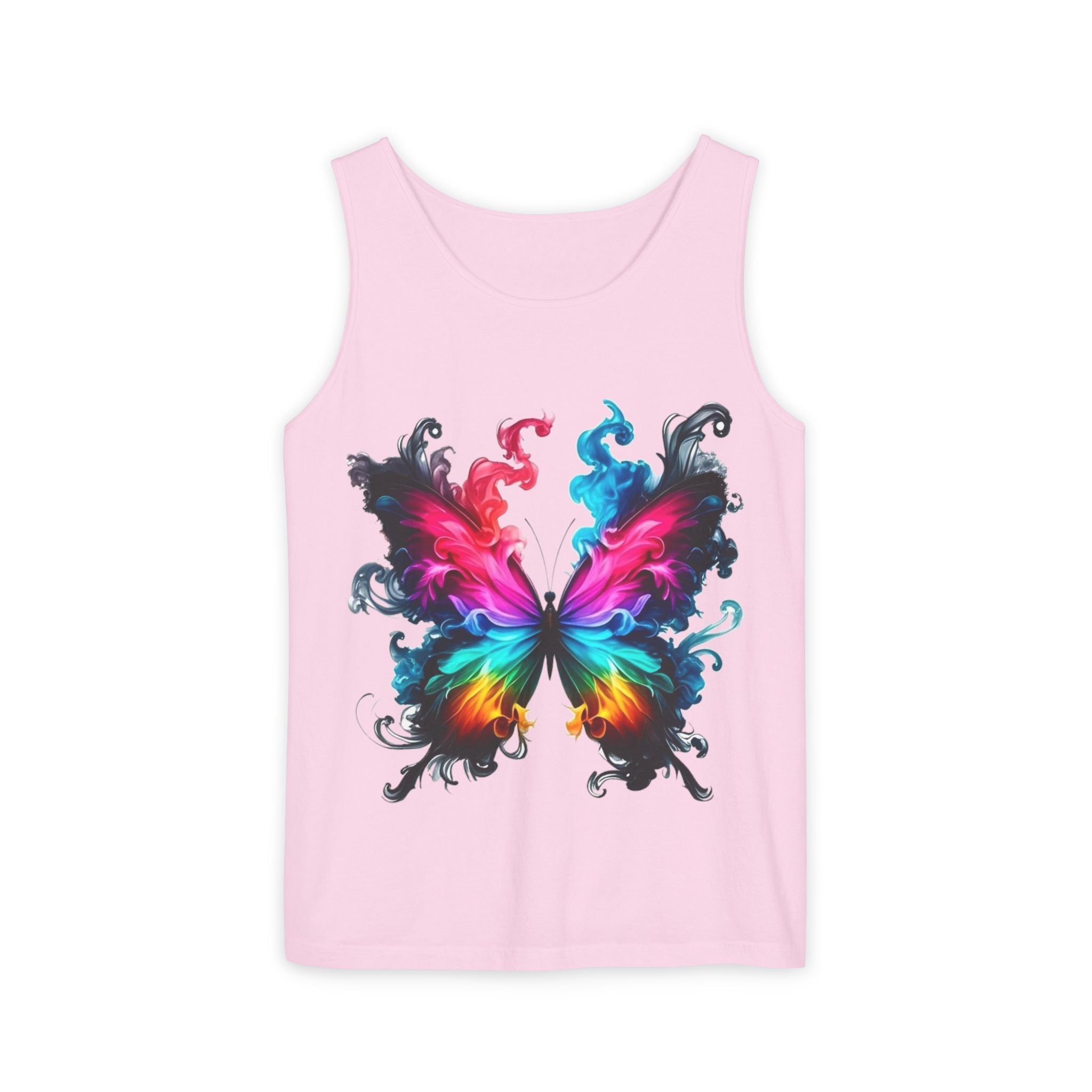 Vibrant Butterfly Design Unisex Tank Top | Colorful Summer Sleeveless Shirt, Gift for Nature Lovers, Festival Wear, Eco-Friendly Fashion Printify