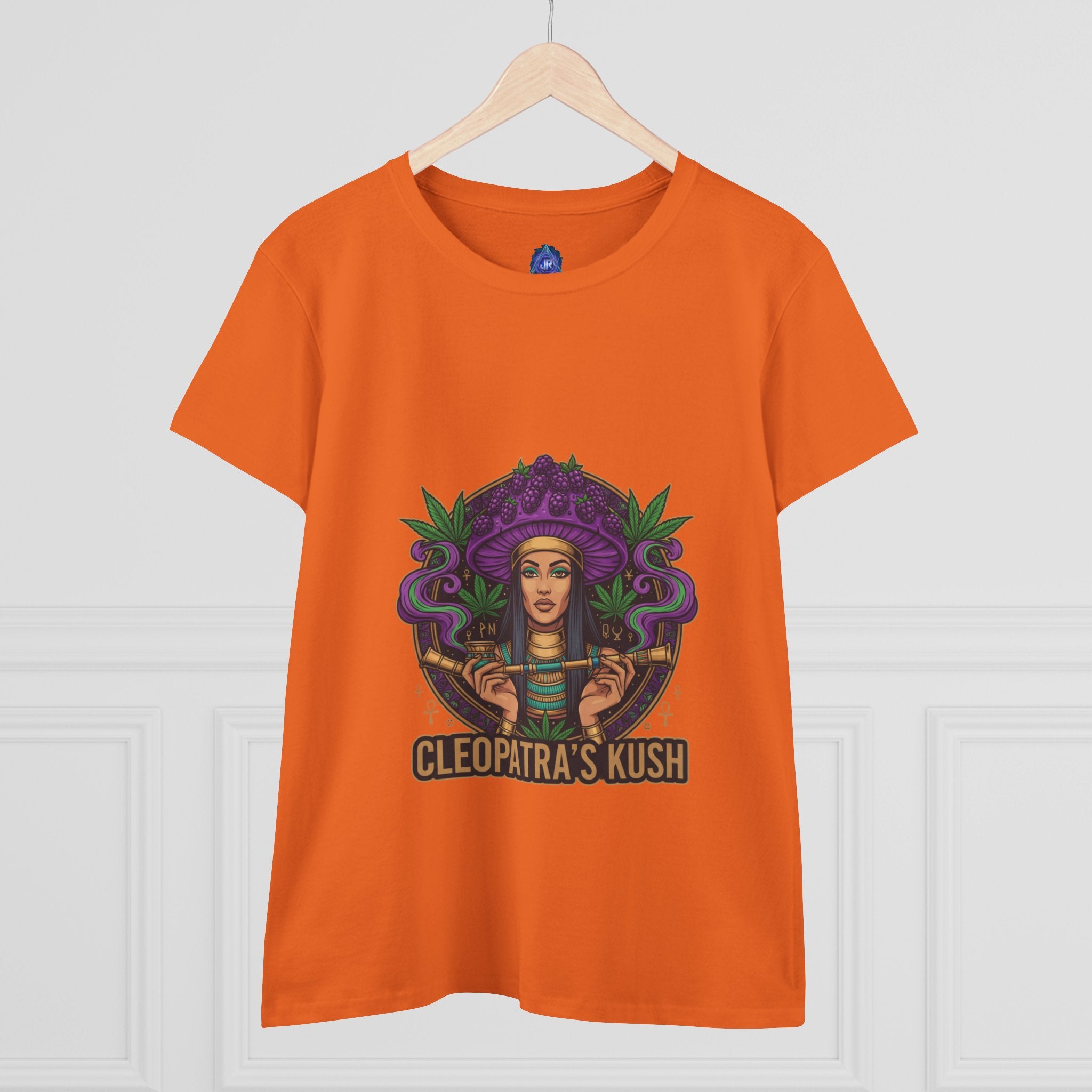 Cleopatra's Kush Women's Midweight Cotton Tee - Stylish Cannabis-Inspired T-Shirt