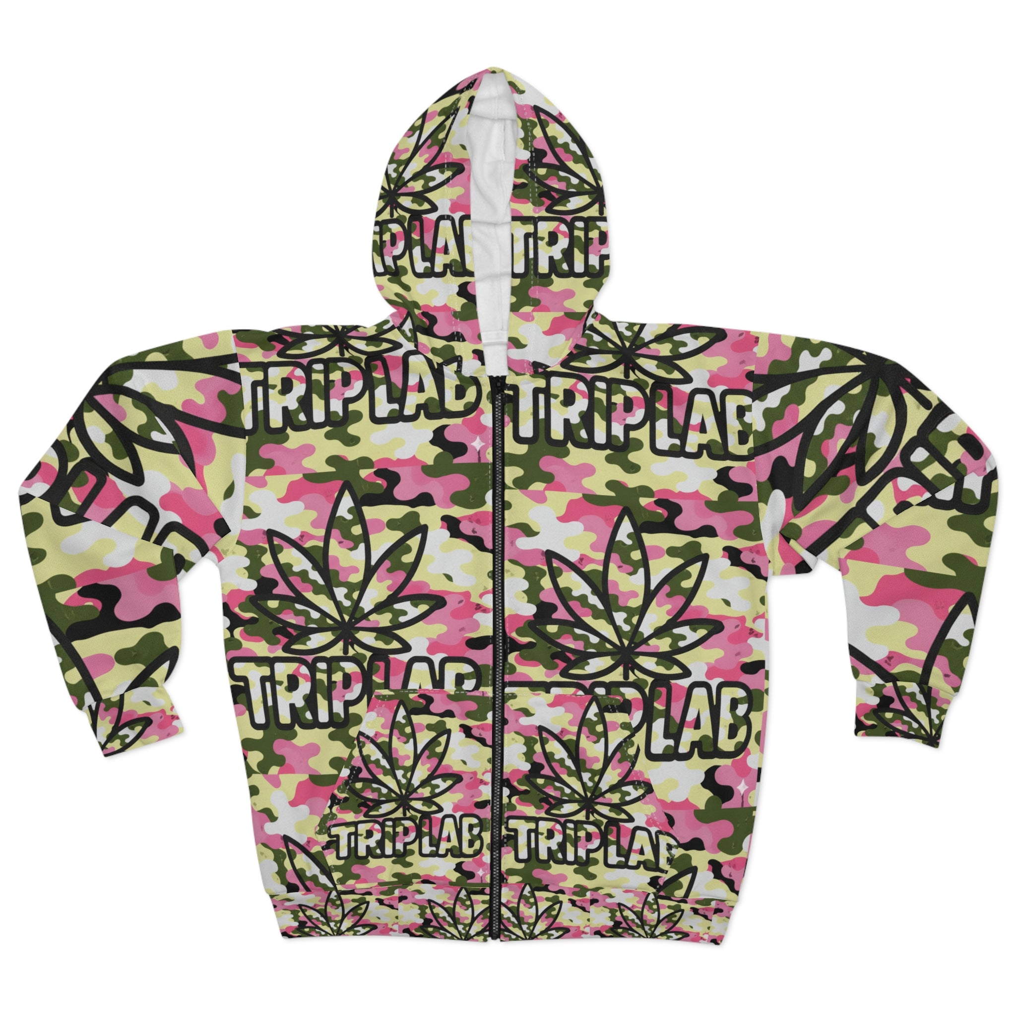 Pink Camouflage Zip Hoodie