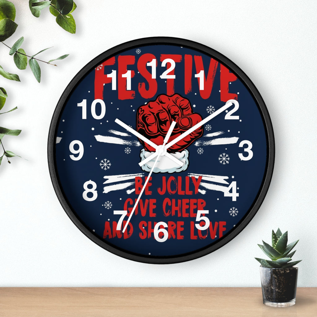 Festive Holiday Wall Clock — "Be Jolly, Give Cheer and Share Love"