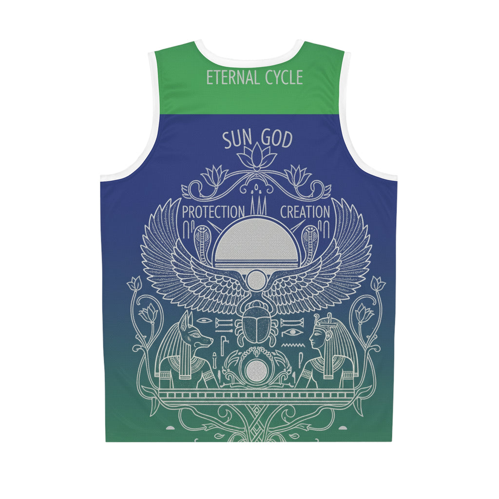 Egyptian Sun God Basketball Jersey — Scarab & Wings All-Over Print Printify