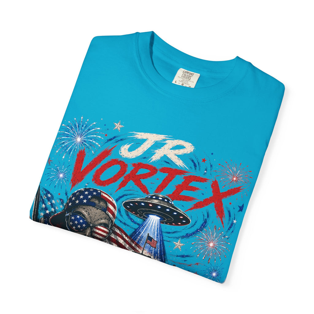 JR Vortex 4th of July UFO Tee — Cosmic Patriot Graphic