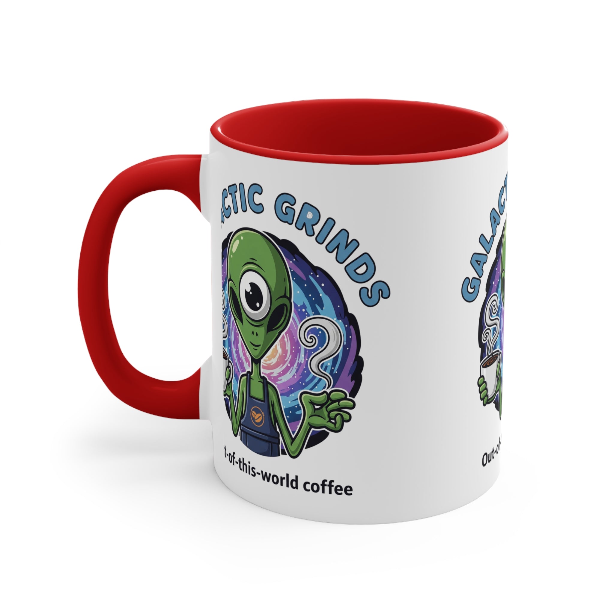 Galactic Grinds Alien 11oz Accent Mug, Fun Coffee Mug for Sci-Fi Lovers, Unique Gift for Birthdays and Holidays, Quirky Drinkware☕️