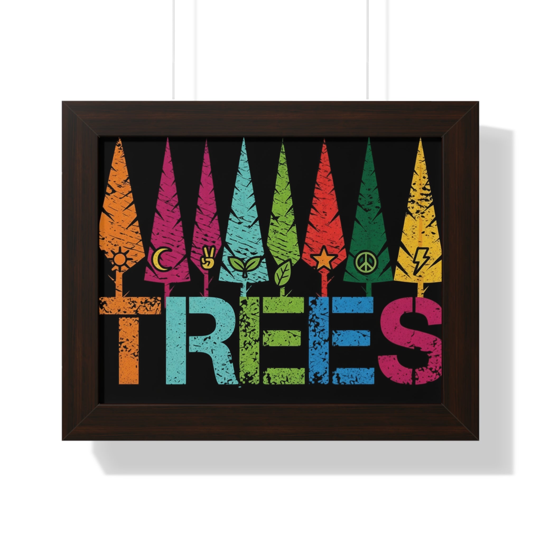 Framed Poster — Colorful 'TREES' Rainbow Woodland Art Print