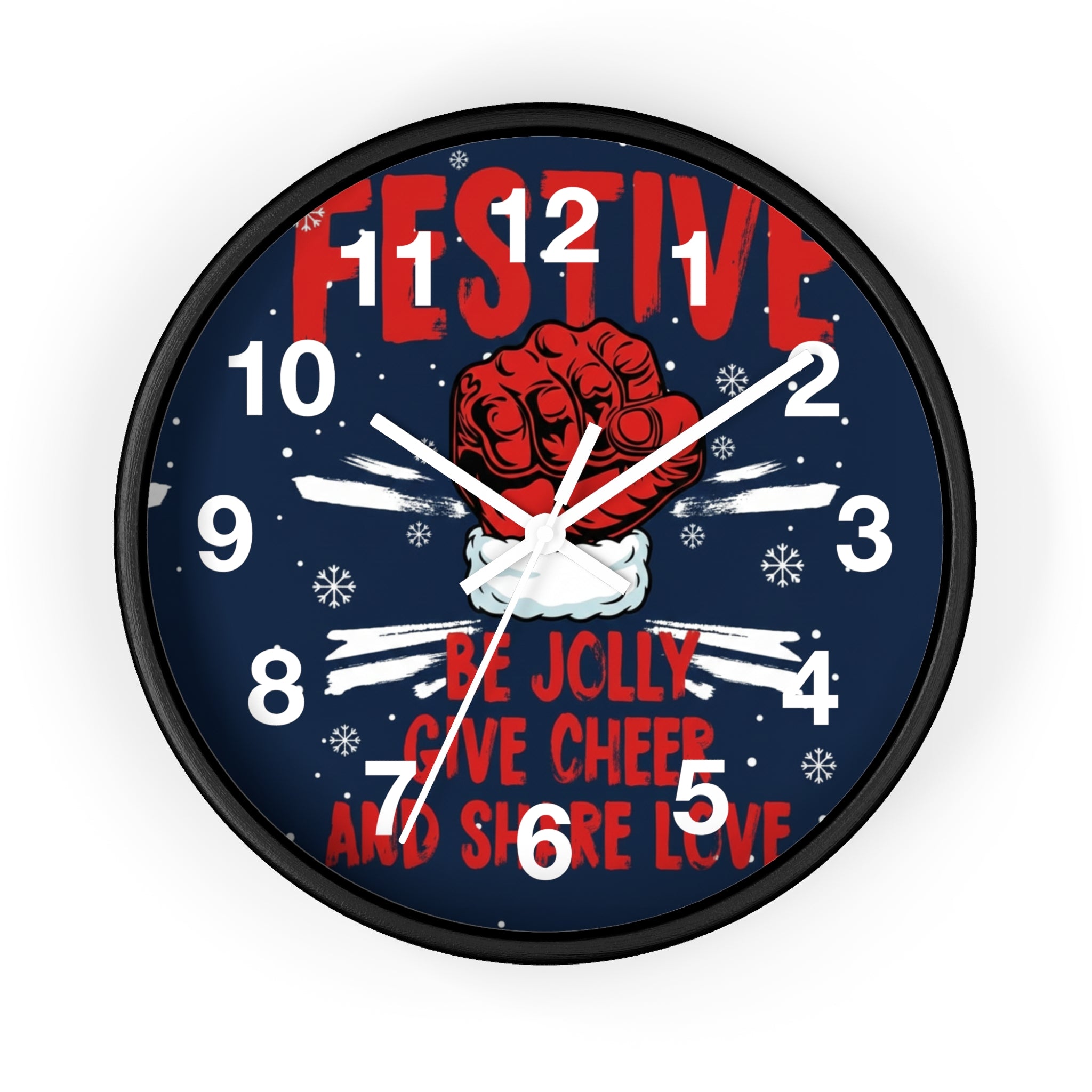 Festive Holiday Wall Clock — "Be Jolly, Give Cheer and Share Love"