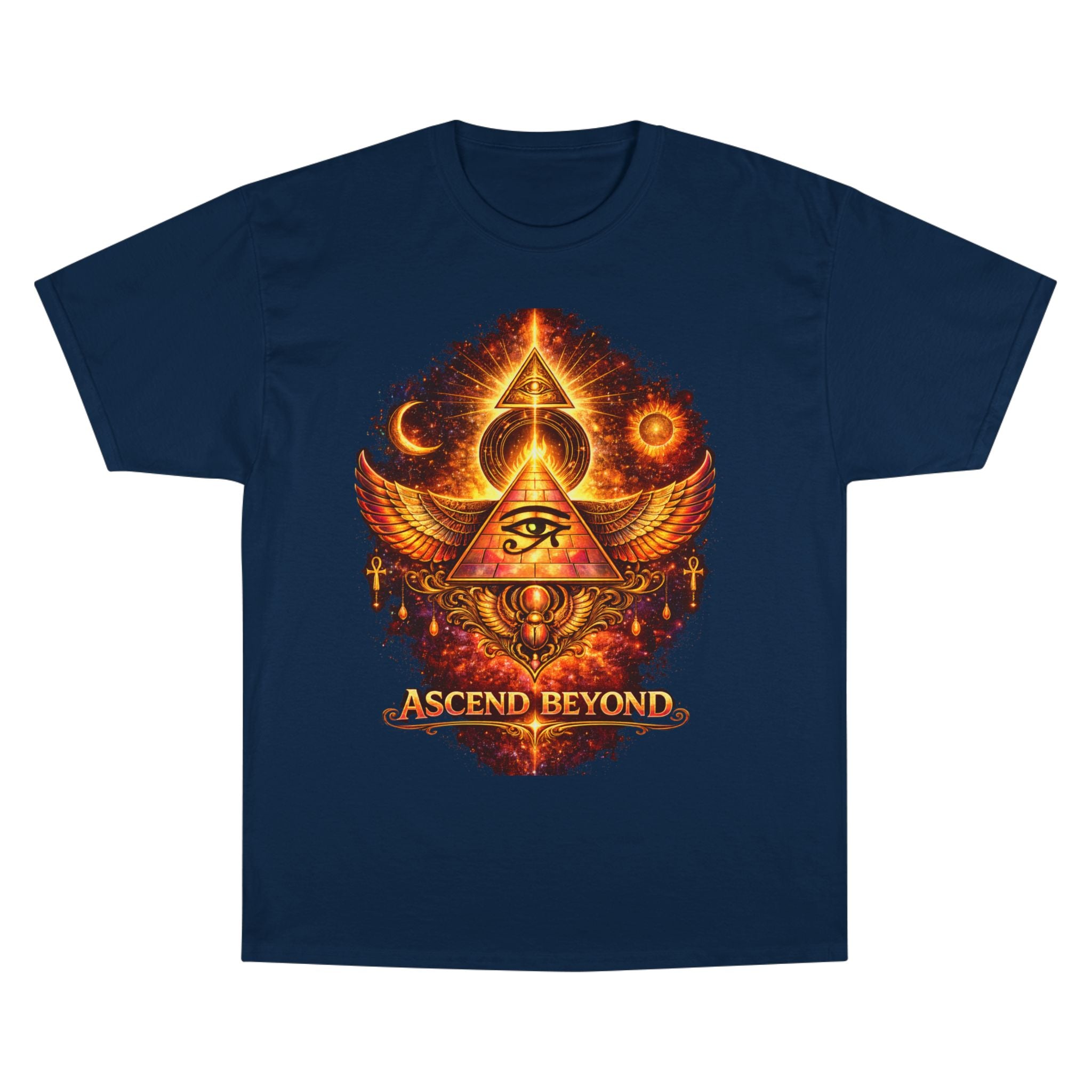 Ascend Beyond Graphic T-Shirt — Egyptian Eye Pyramid Spiritual Tee Printify