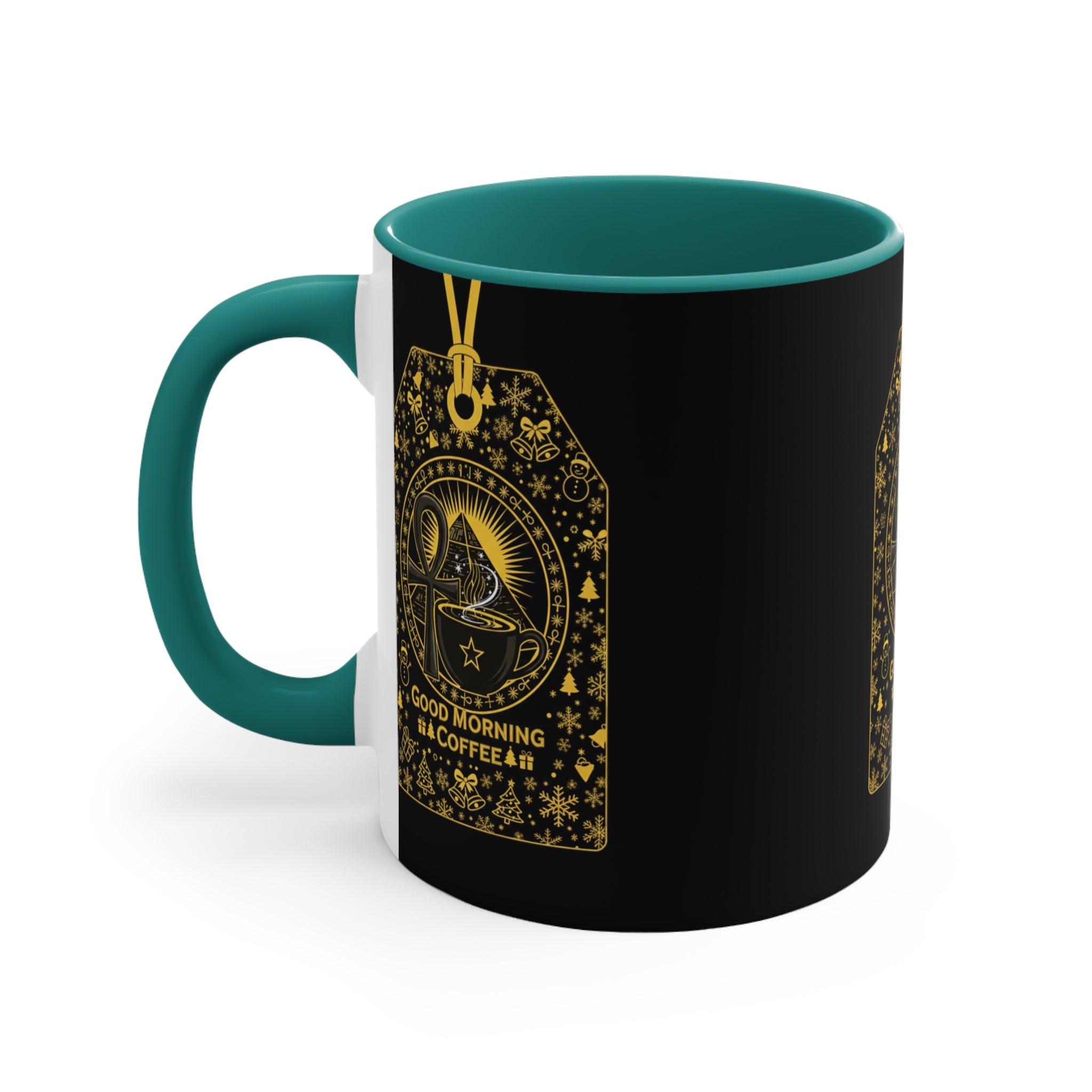 Good Morning Coffee Mug — Purple Accent 11oz Gift Mug with Gold Tag Design