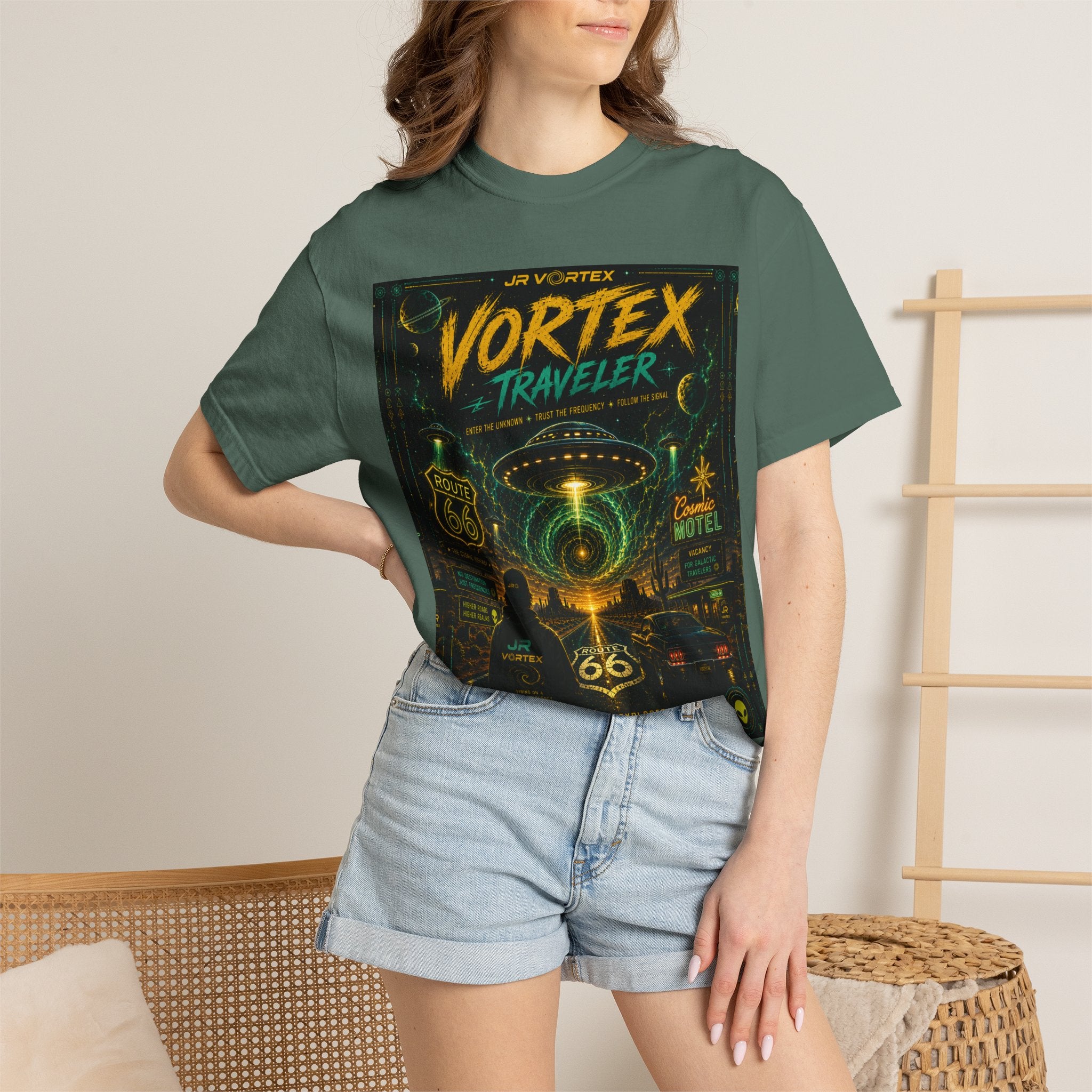 Vortex Traveler T-Shirt — Retro Sci‑Fi Roadtrip Graphic Tee