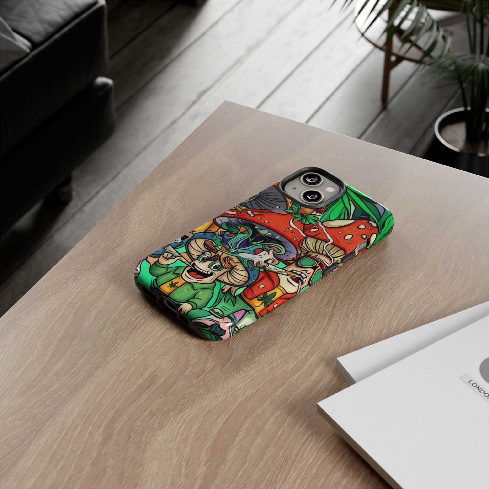 Vibrant Phone Case Featuring Funky Mushroom Art, Tough Cases, Trendy Accessories, Unique Gifts, Eclectic Style, Phone Protection Printify