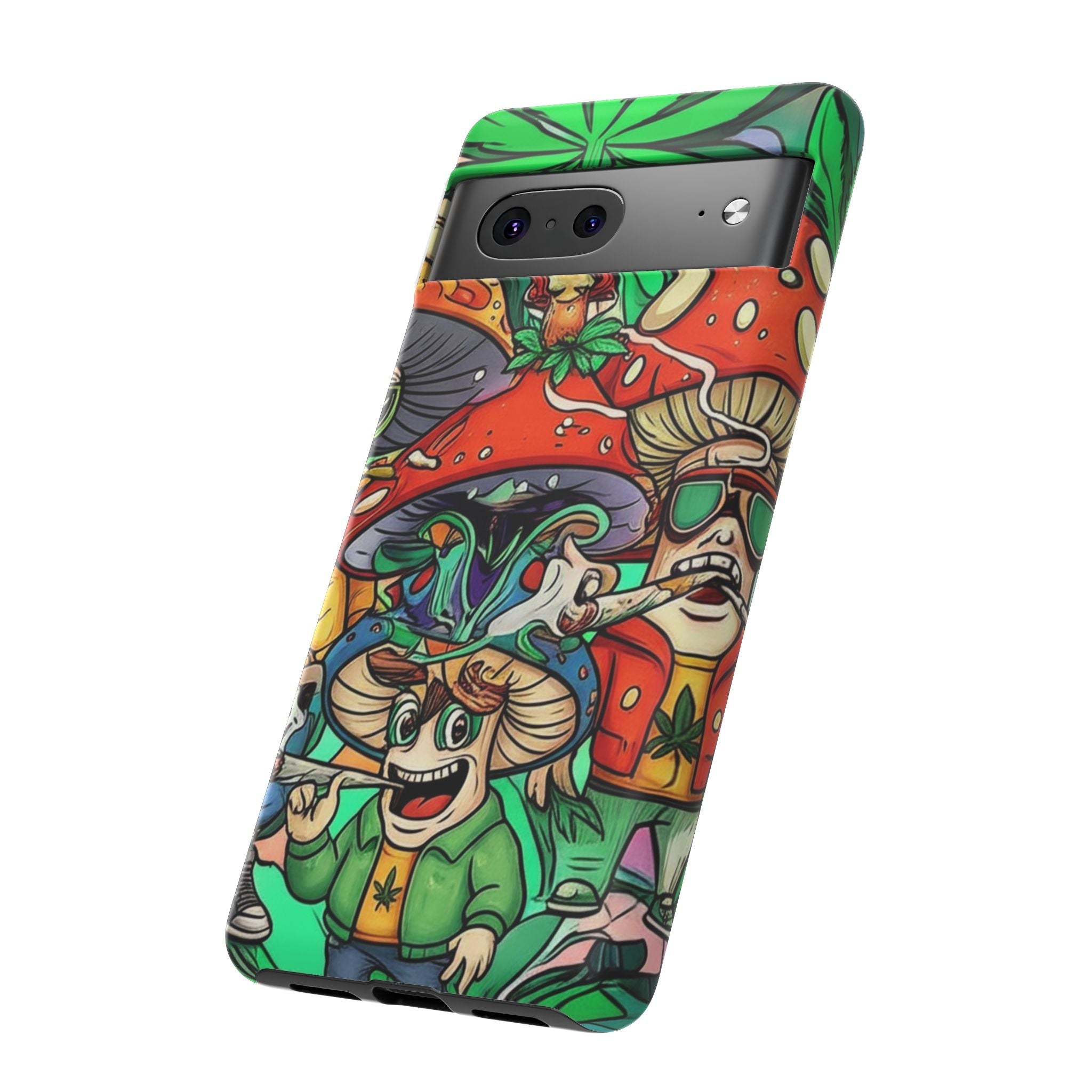 Vibrant Phone Case Featuring Funky Mushroom Art, Tough Cases, Trendy Accessories, Unique Gifts, Eclectic Style, Phone Protection Printify