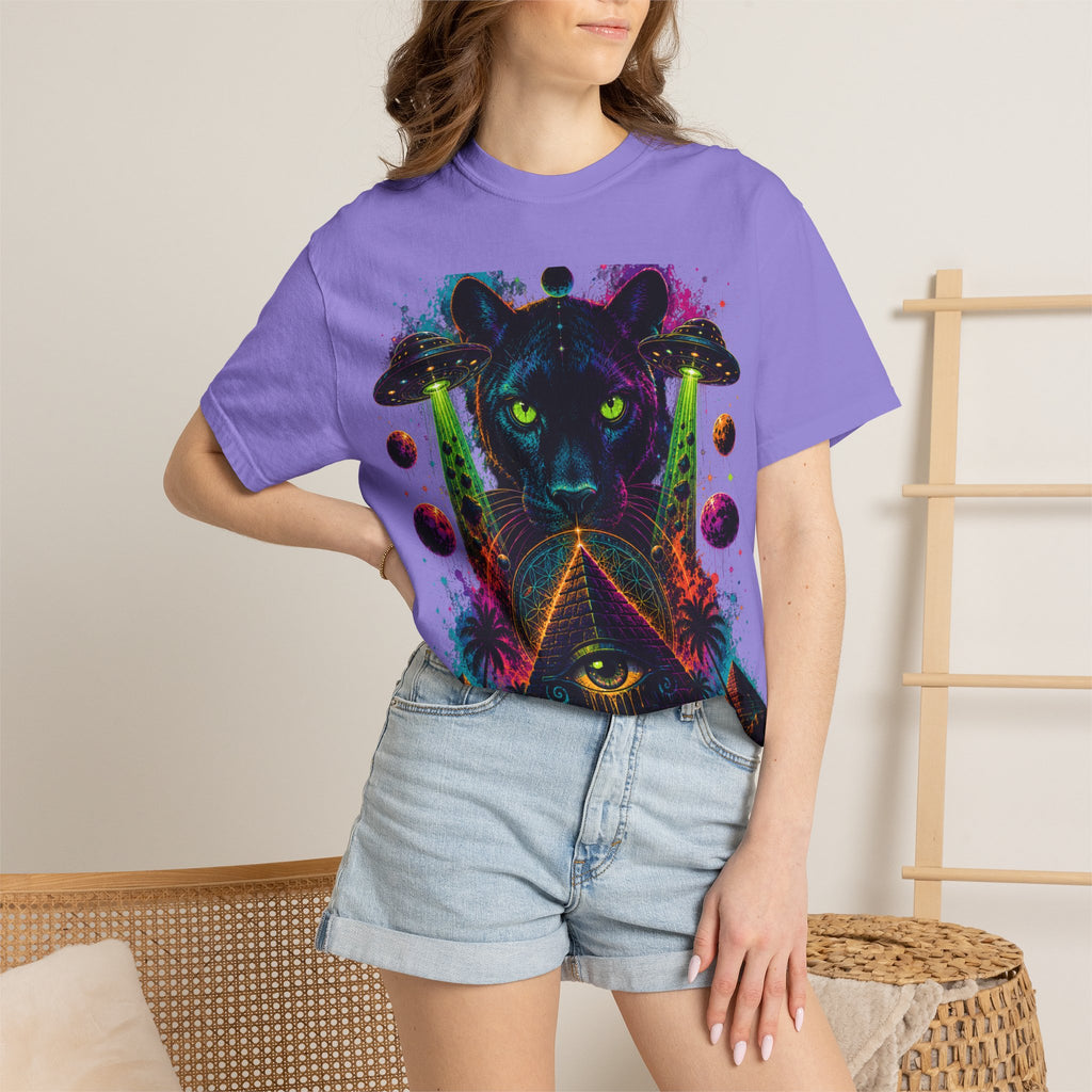 Mystic Panther Pyramid T-Shirt — Neon Psychedelic Cat Eye Graphic Tee