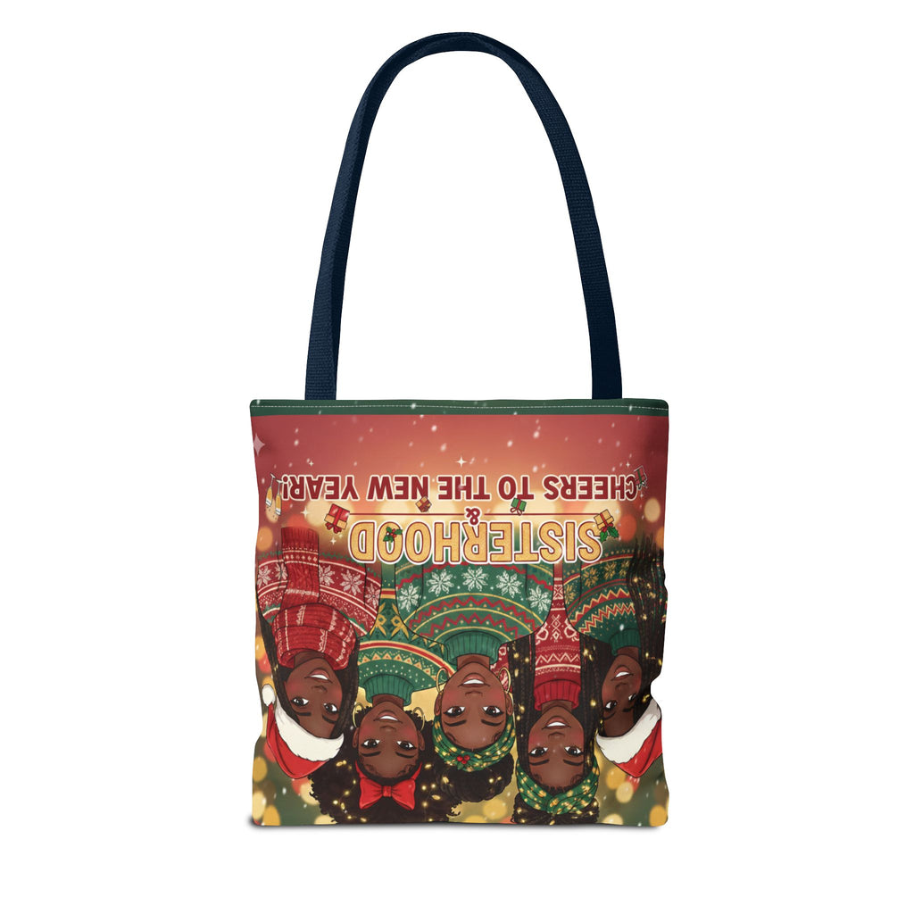 Sisterhood Holiday Tote Bag — “Cheers to the New Year!” Christmas Market Bag