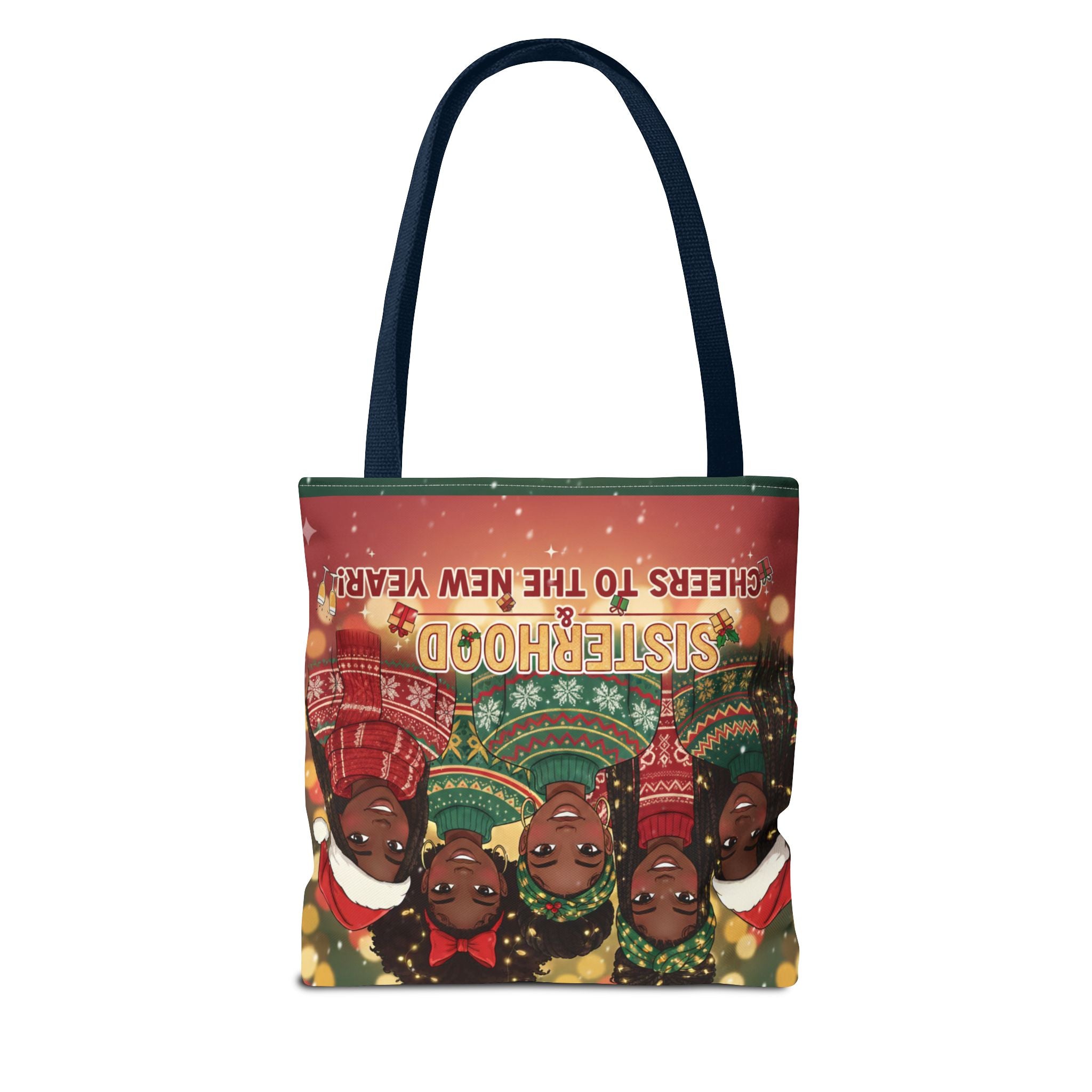 Sisterhood Holiday Tote Bag — “Cheers to the New Year!” Christmas Market Bag