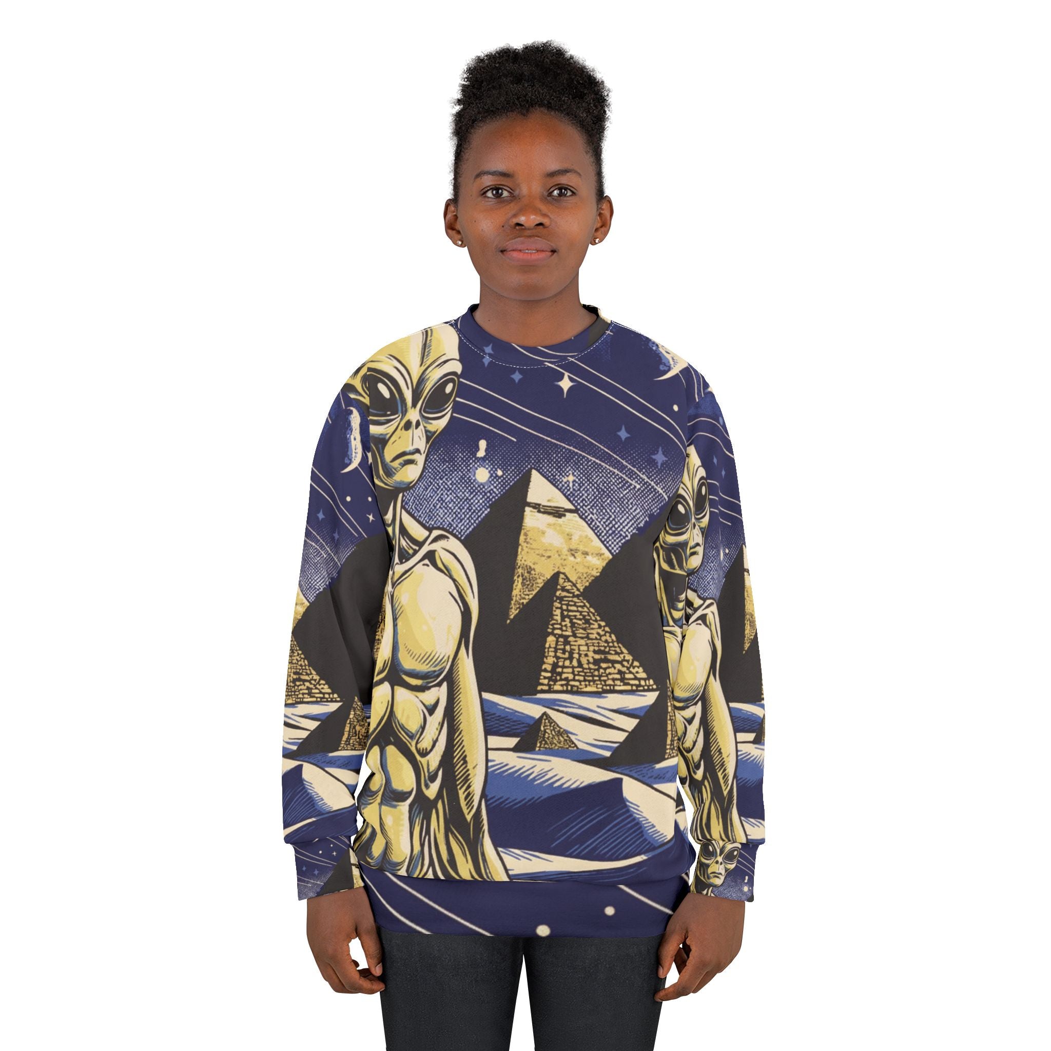 Alien Pyramid Unisex Sweatshirt | Cosmic Style Apparel, Sci-Fi Fashion, Unique Gift, Crewneck Sweatshirt, Space Lover's Wear